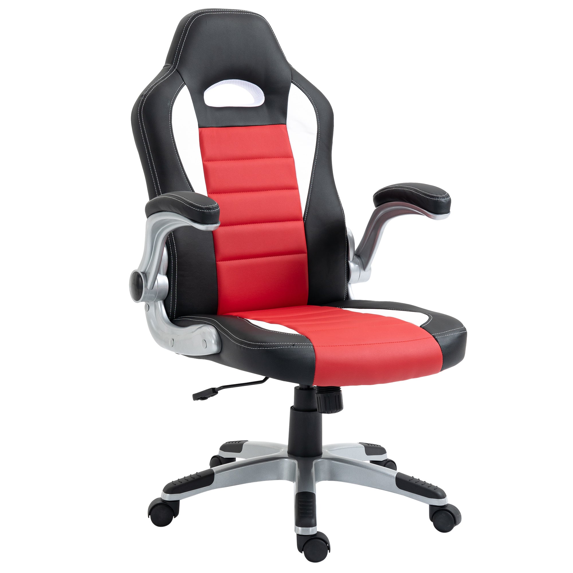 Cadeira de escritório ergonômica Altura ajustável Preto/Vermelho/Branco 65x69x112-122 cm