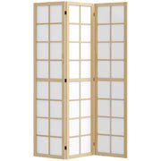 Biombo Dobrável de 3 Painéis 120x170 cm Cor de Madeira Natural