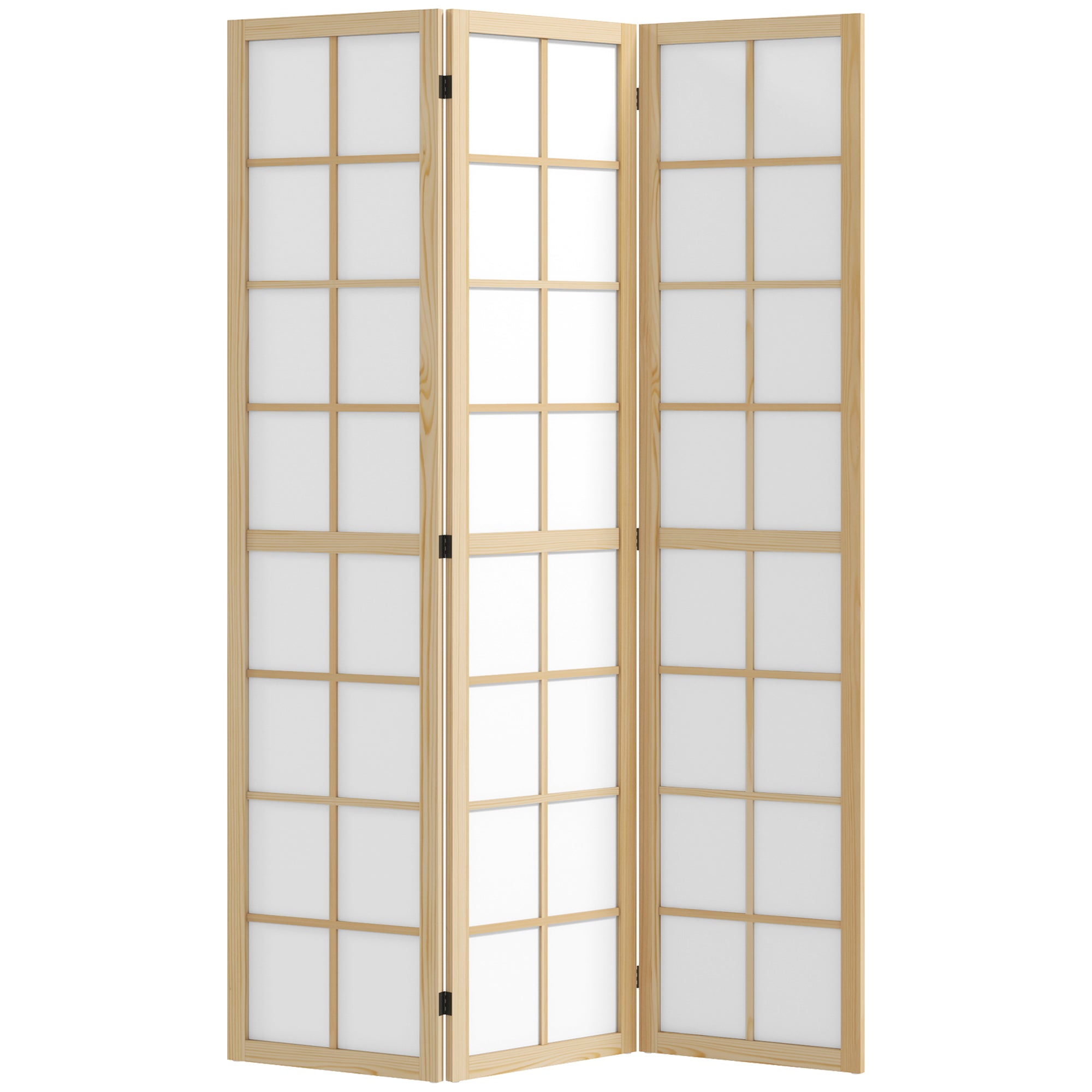 Biombo Dobrável de 3 Painéis 120x170 cm Cor de Madeira Natural