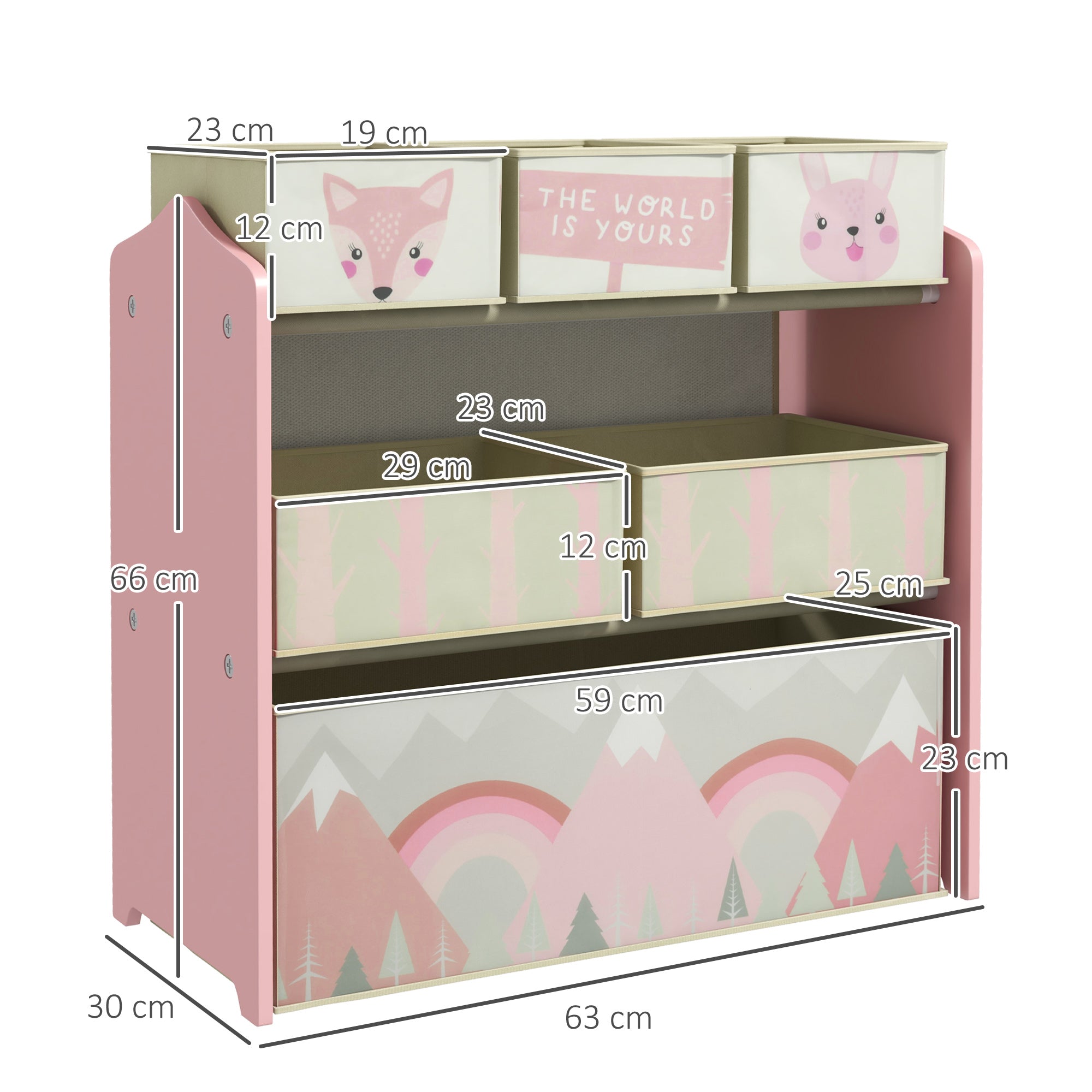 Estante Organizadora de Brinquedos 63x30x66 cm Cor Rosa