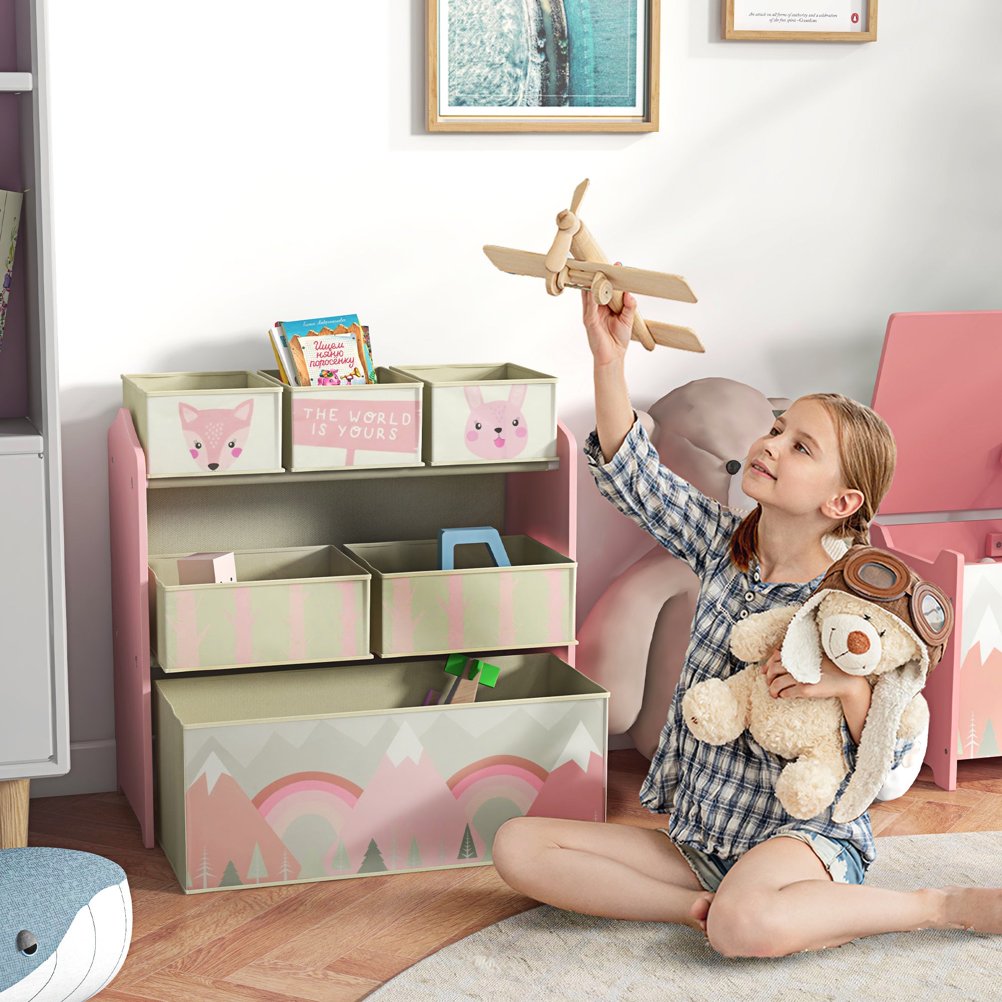 Estante Organizadora de Brinquedos 63x30x66 cm Cor Rosa