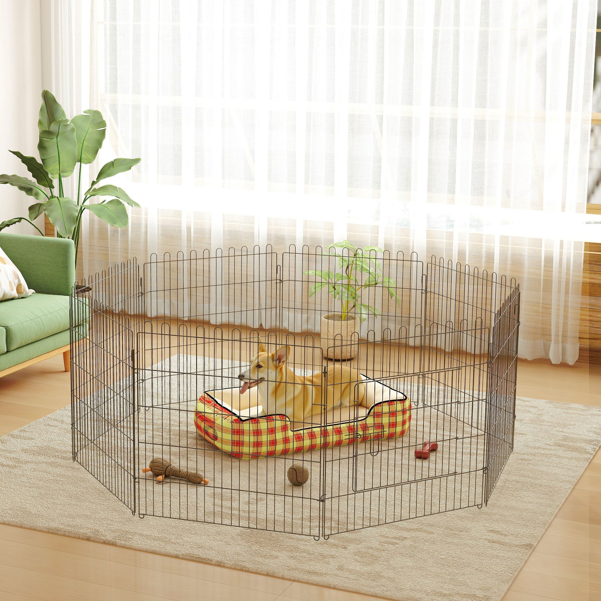 Parque para Animais de Estimação 8 Paineis 71x61cm Preto