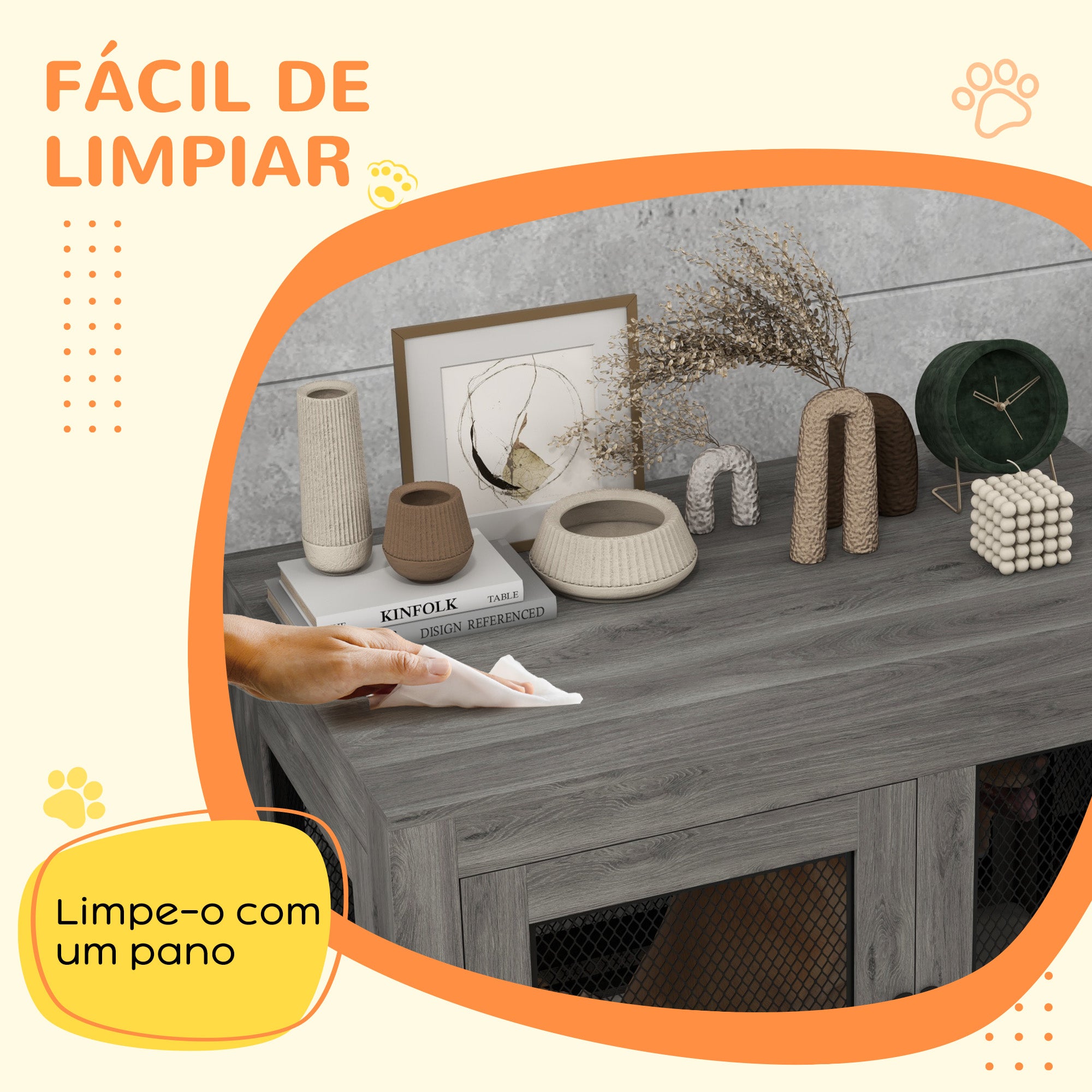 Gaiola Multifuncional para Cães – 94x60x71,5 cm – Cinzento – Aço, Aglomerado, Tecido Oxford, Espuma