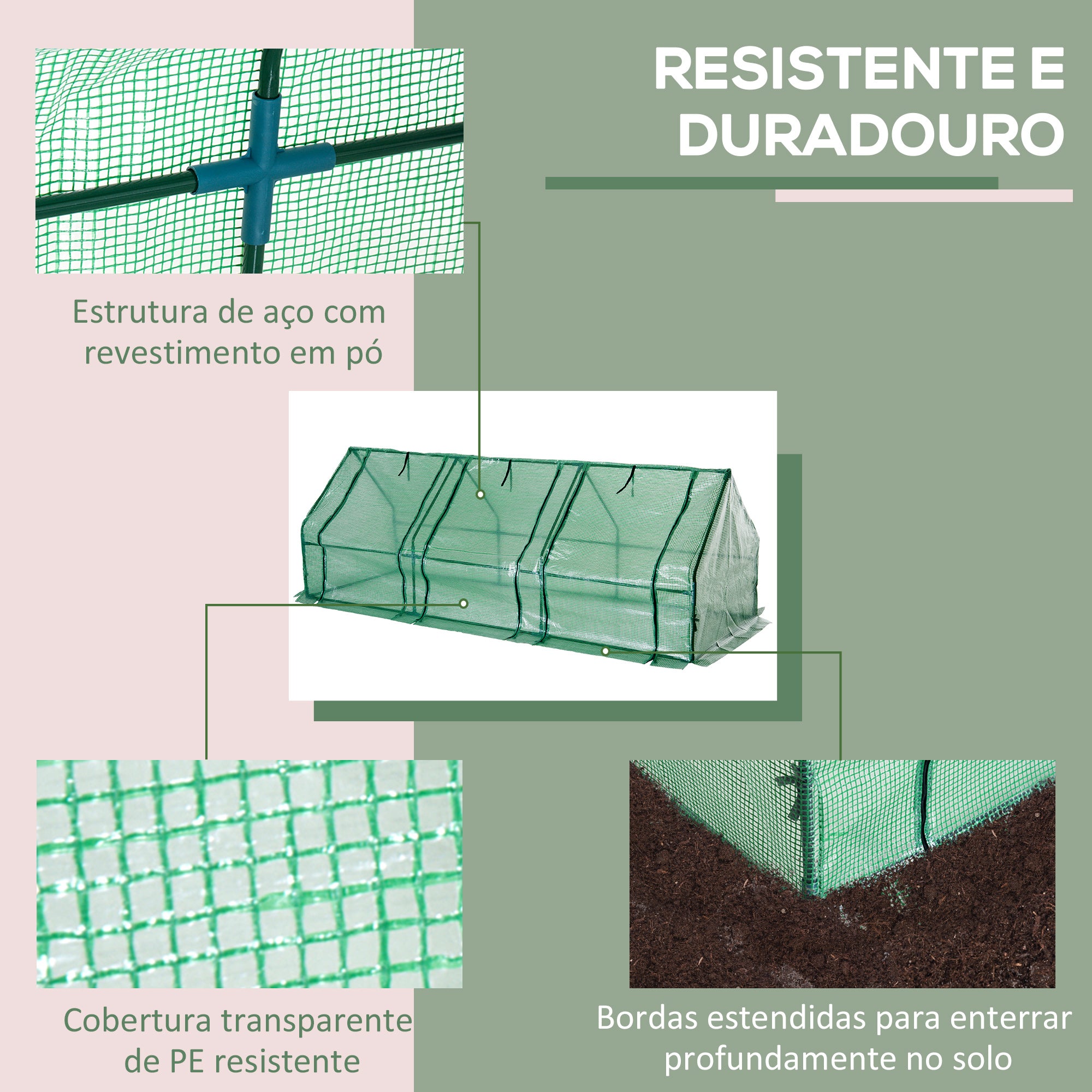 Estufa de Jardim 270x90x90 cm Verde para Cultivo de Plantas