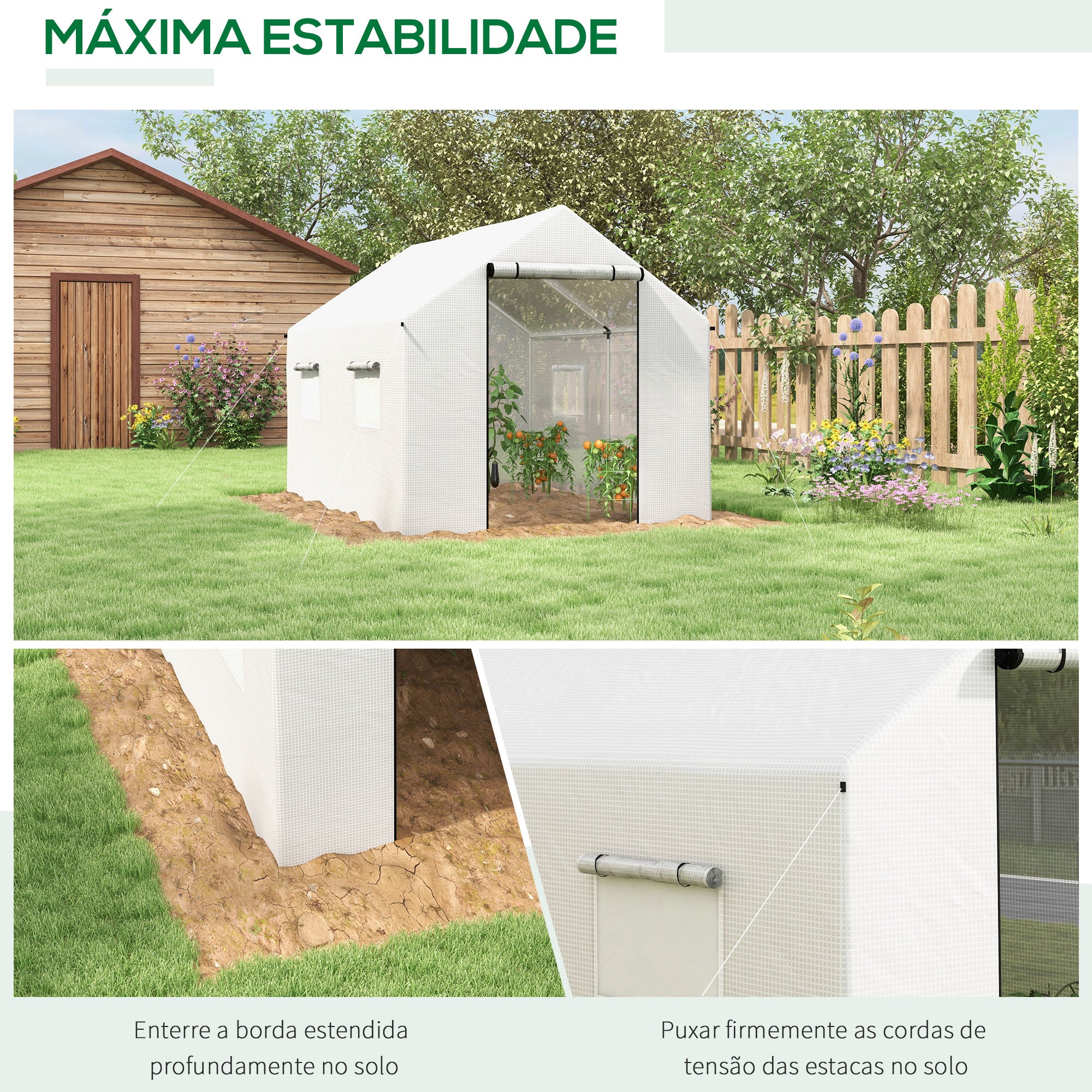 Estufa Tipo Túnel – 200x300x200 cm – Branca – Aço galvanizado e Polietileno