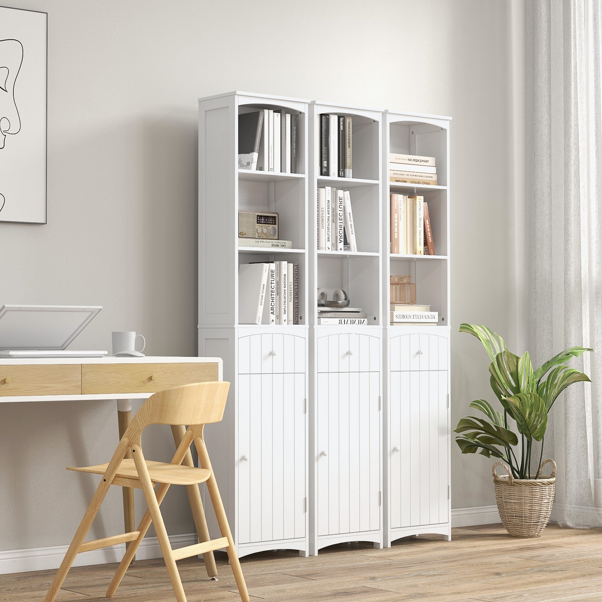 Armário Casa de Banho Moderno 34x24x170 cm Branco