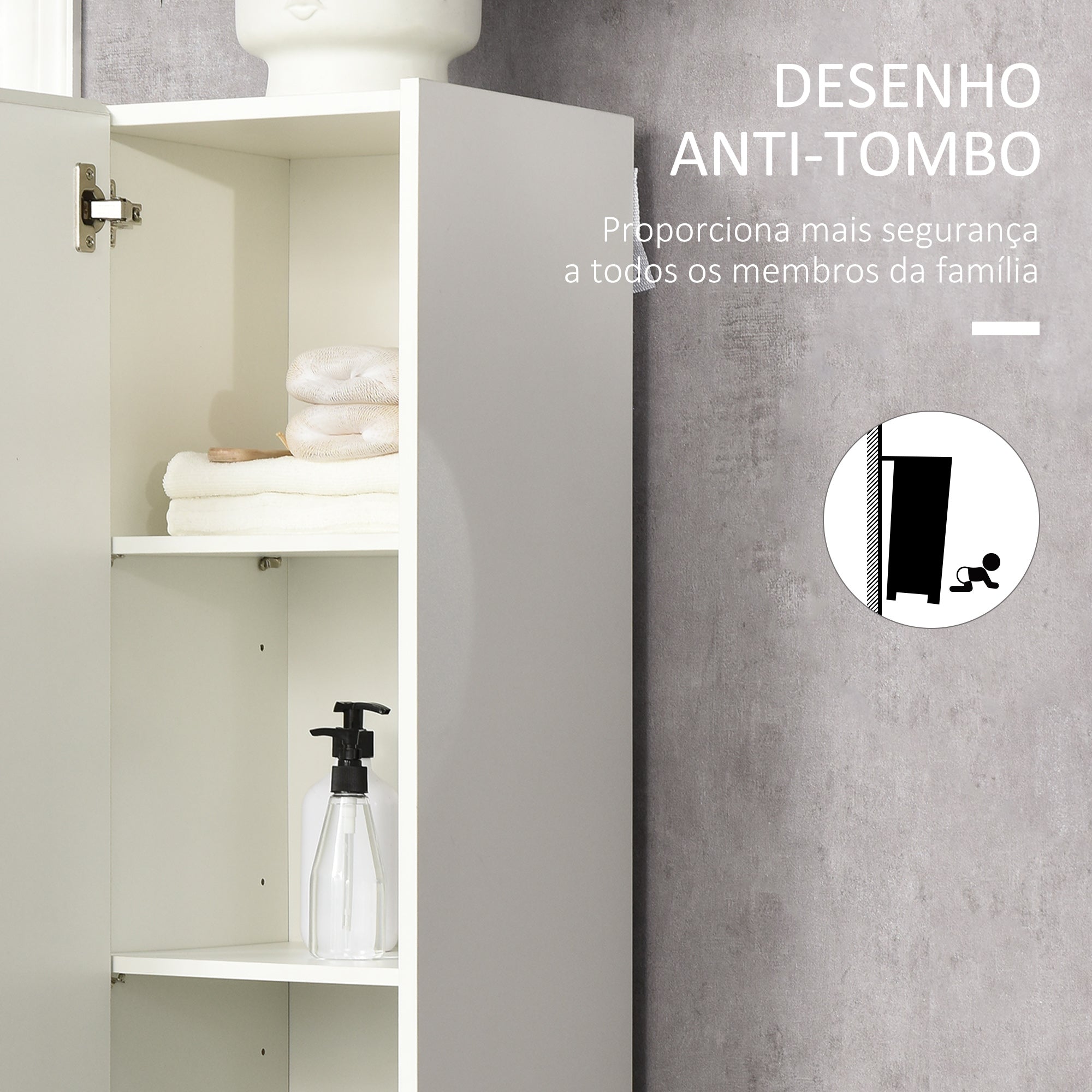Coluna Casa de Banho Armário Auxiliar 5 Níveis 30x33x165cm Branco