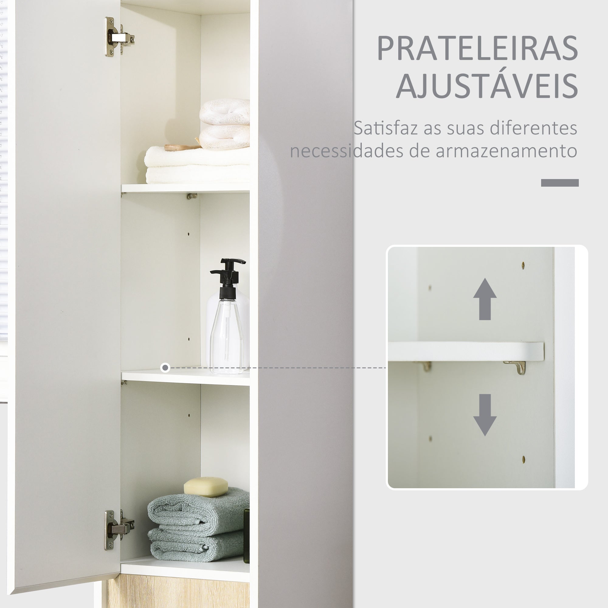 Coluna Casa de Banho Armário Auxiliar 5 Níveis 30x33x165cm Branco