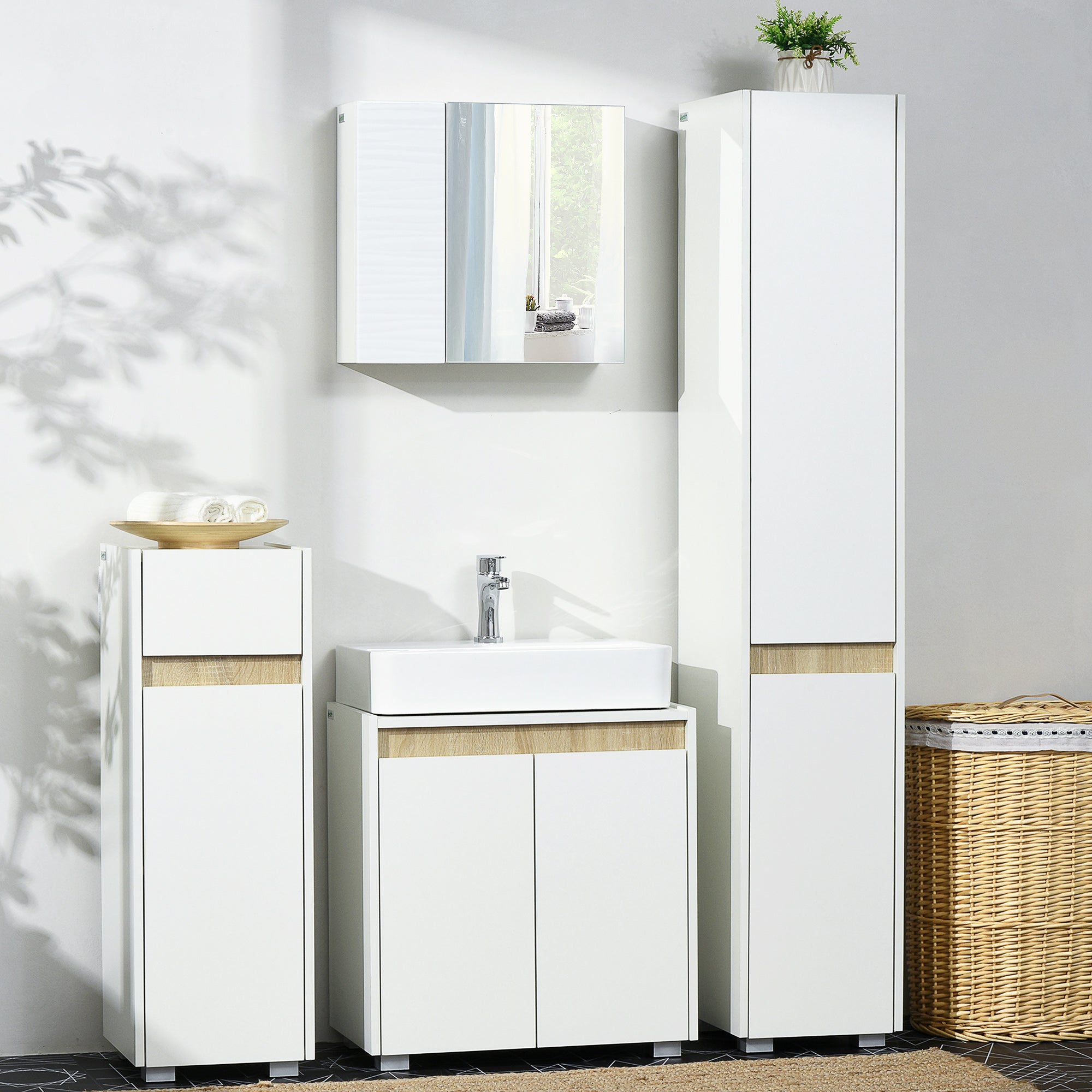 Coluna Casa de Banho Armário Auxiliar 5 Níveis 30x33x165cm Branco