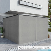 Cortinas Laterais para Tenda – 352x205 cm – Cinza Claro – Tecido de Poliéster