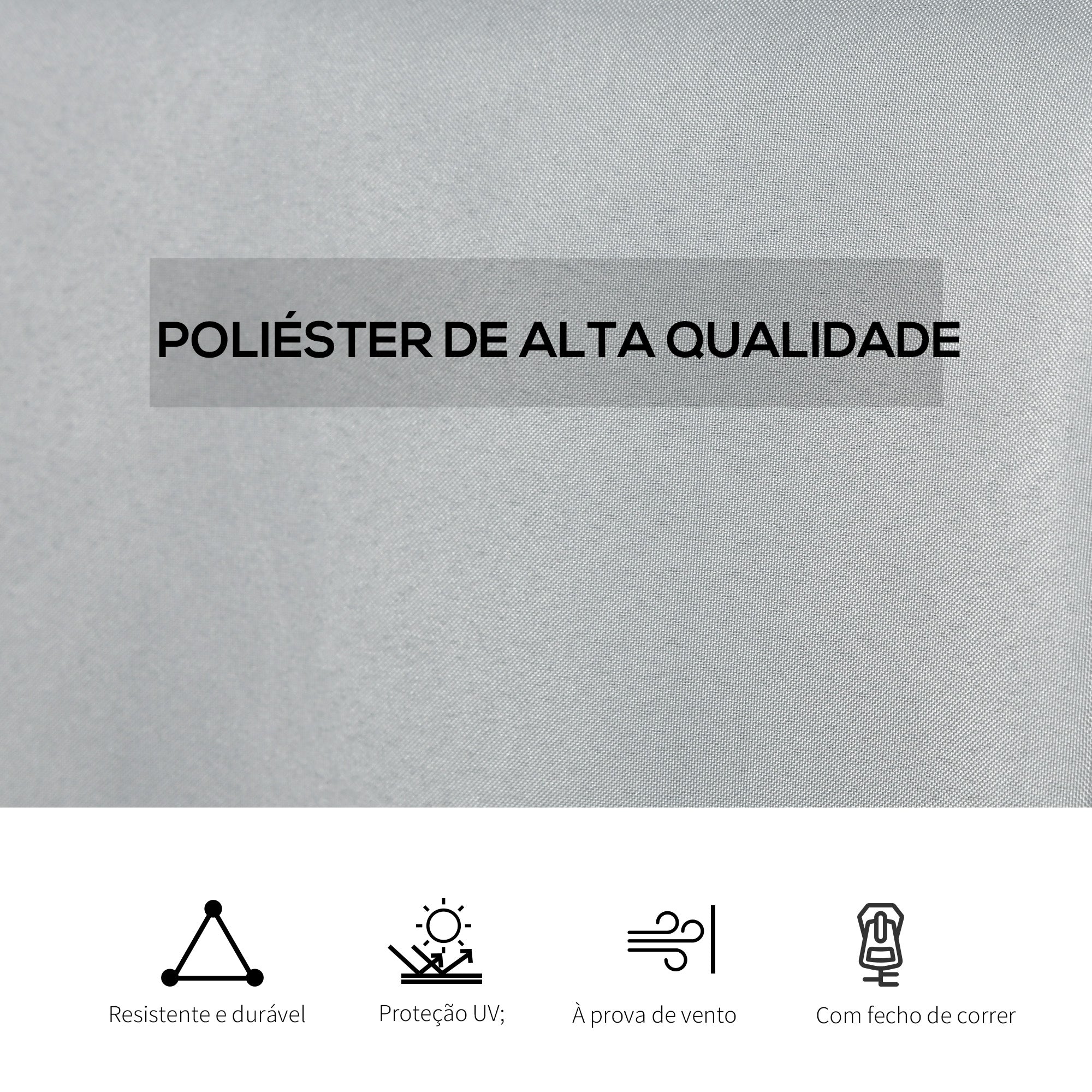 Cortinas Laterais para Tenda – 352x205 cm – Cinza Claro – Tecido de Poliéster