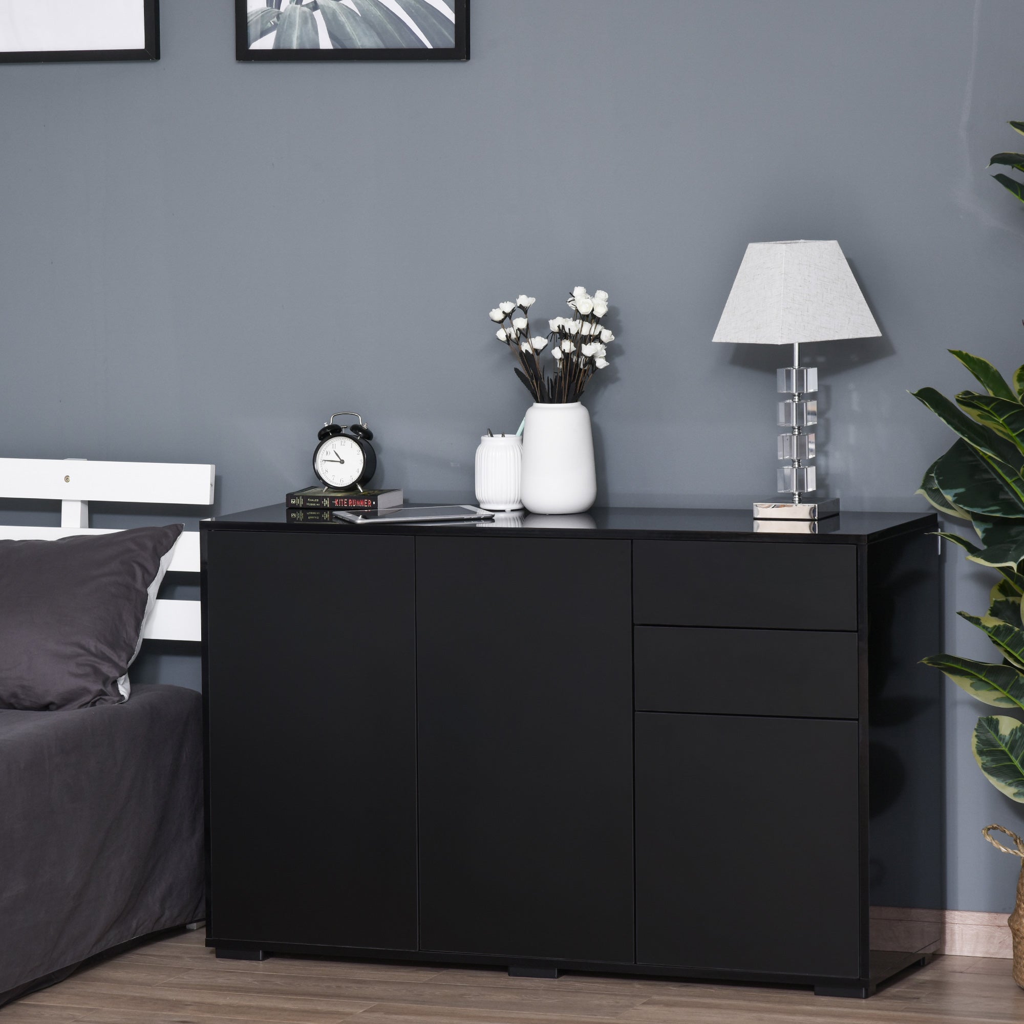 Aparador de Sala de Estar 117x36x74cm Preto