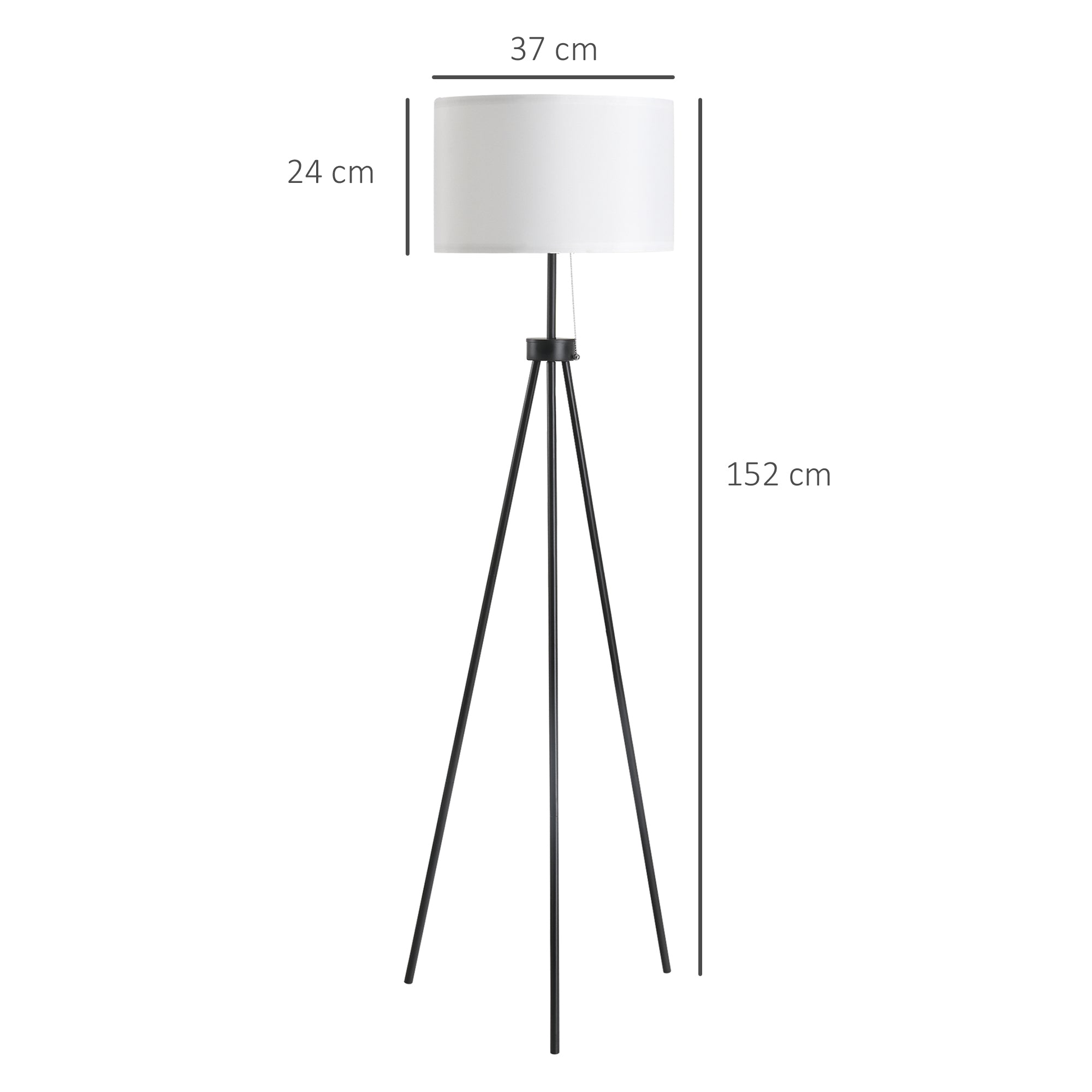 Candeeiro de Pé Moderno Ø37x152 cm em Branco e Preto