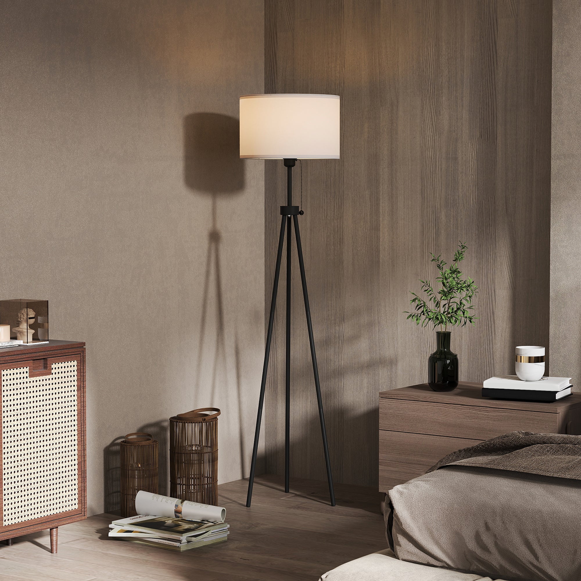 Candeeiro de Pé Moderno Ø37x152 cm em Branco e Preto