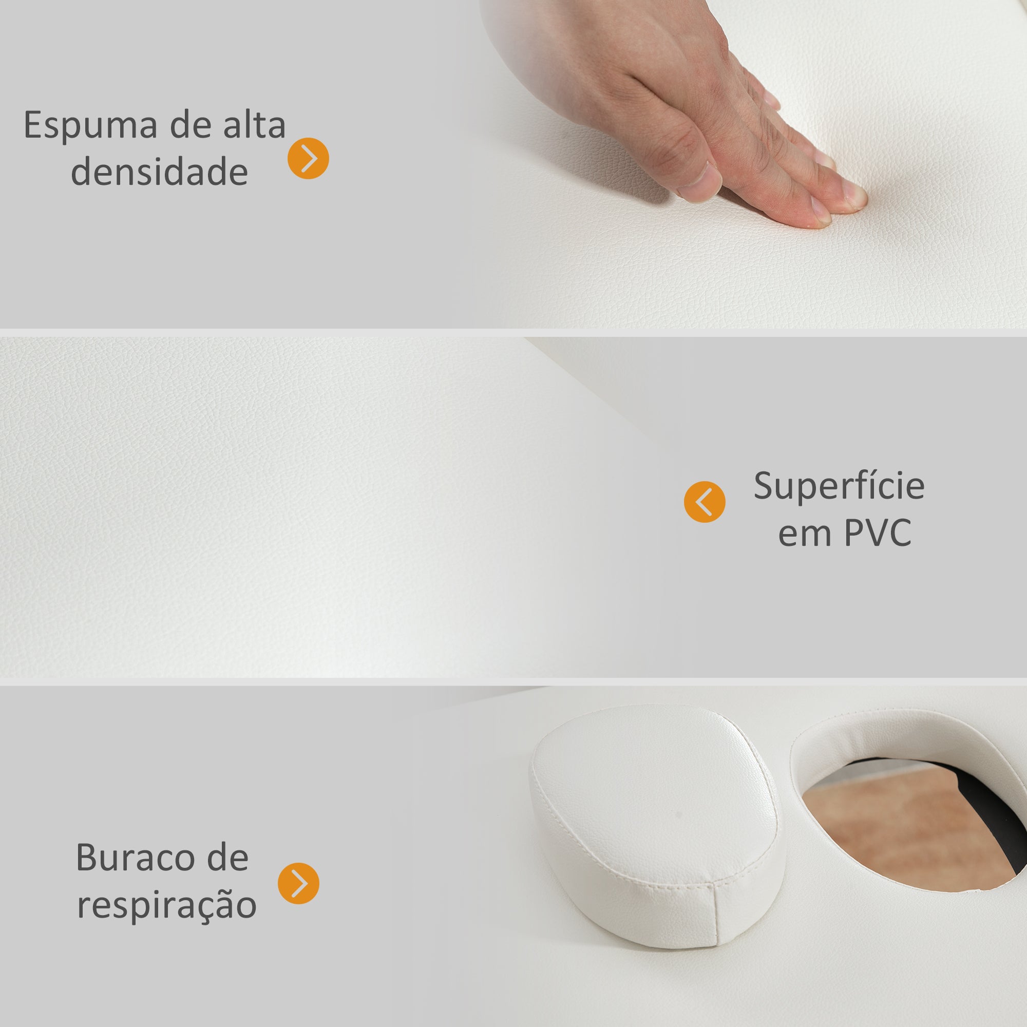 Marquesa de Massagem Dobrável – 186x60x58-81 cm – Cor Creme – Madeira de faia