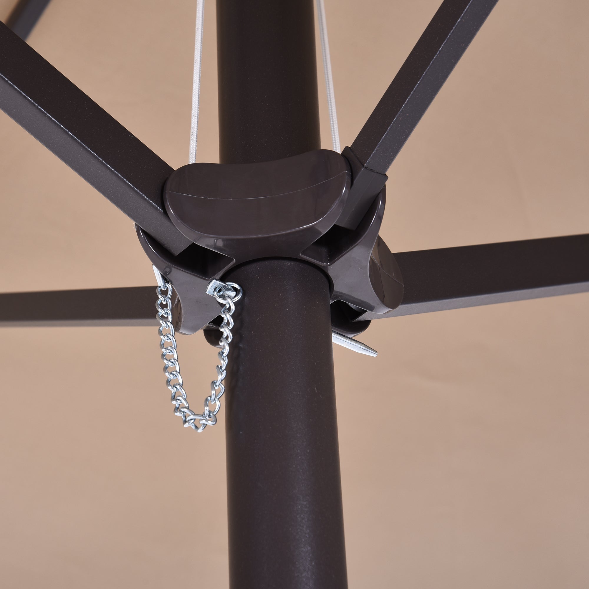 Chapéu de Sol Duplo Café 455x265x238 cm Resistente à Água e com Proteção Solar UV