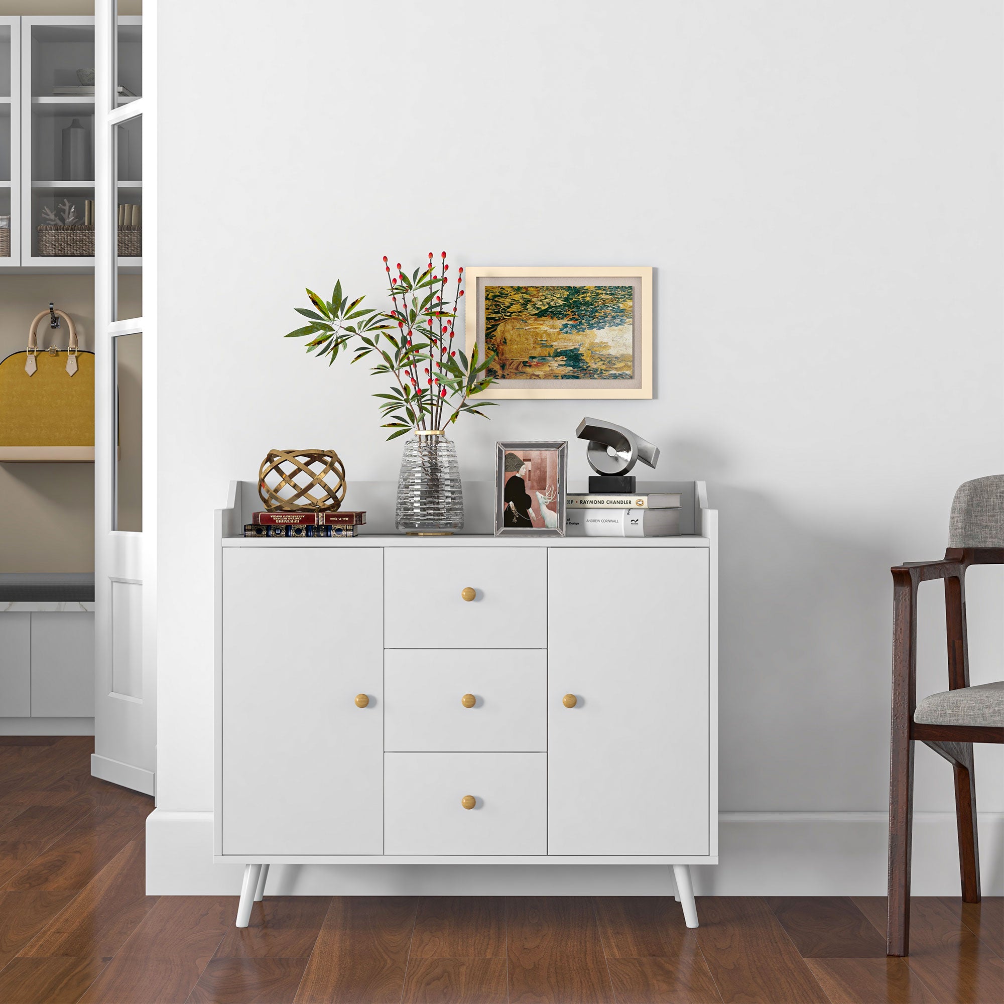 Aparador Moderno 90x32x80 cm Cor Branco