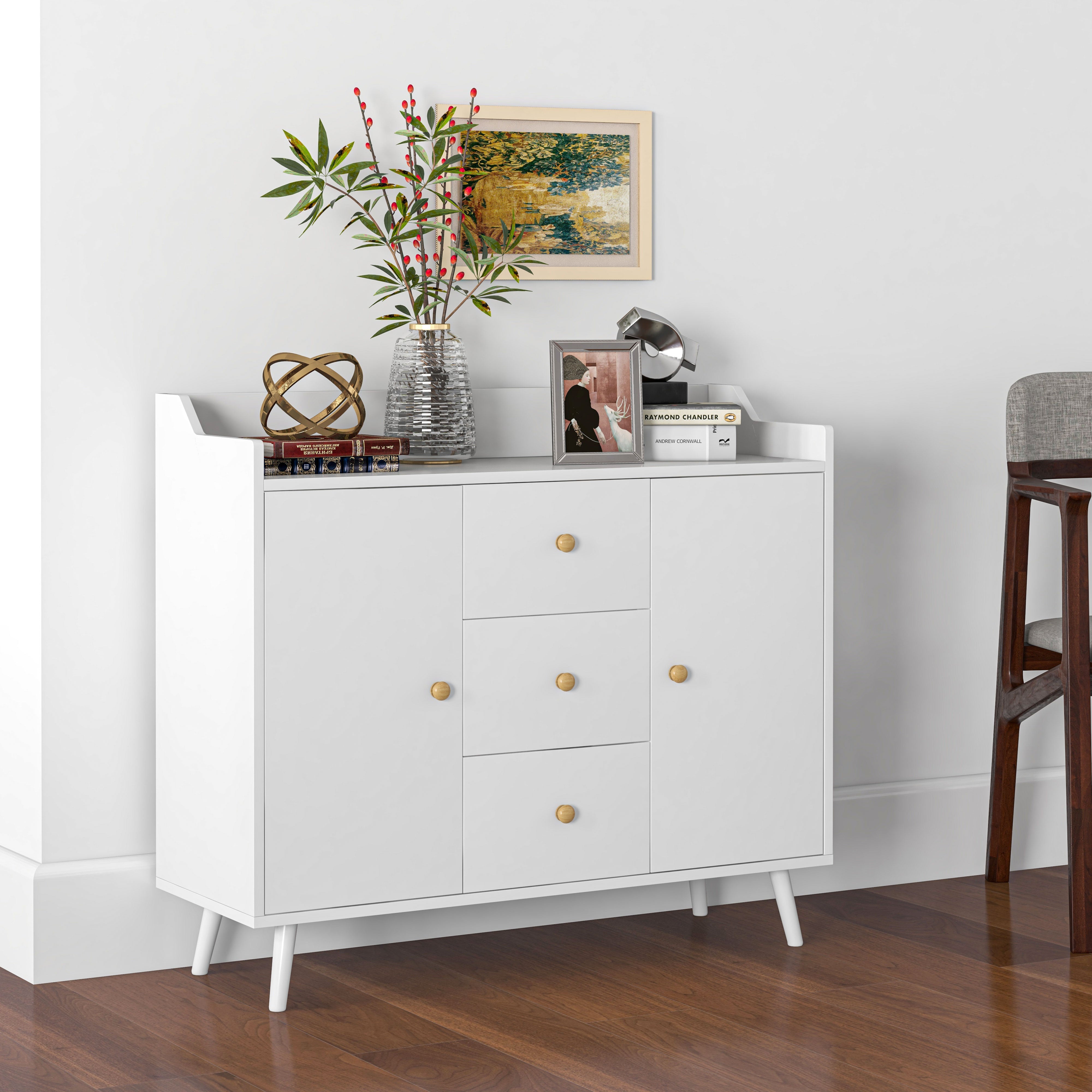 Aparador Moderno 90x32x80 cm Cor Branco