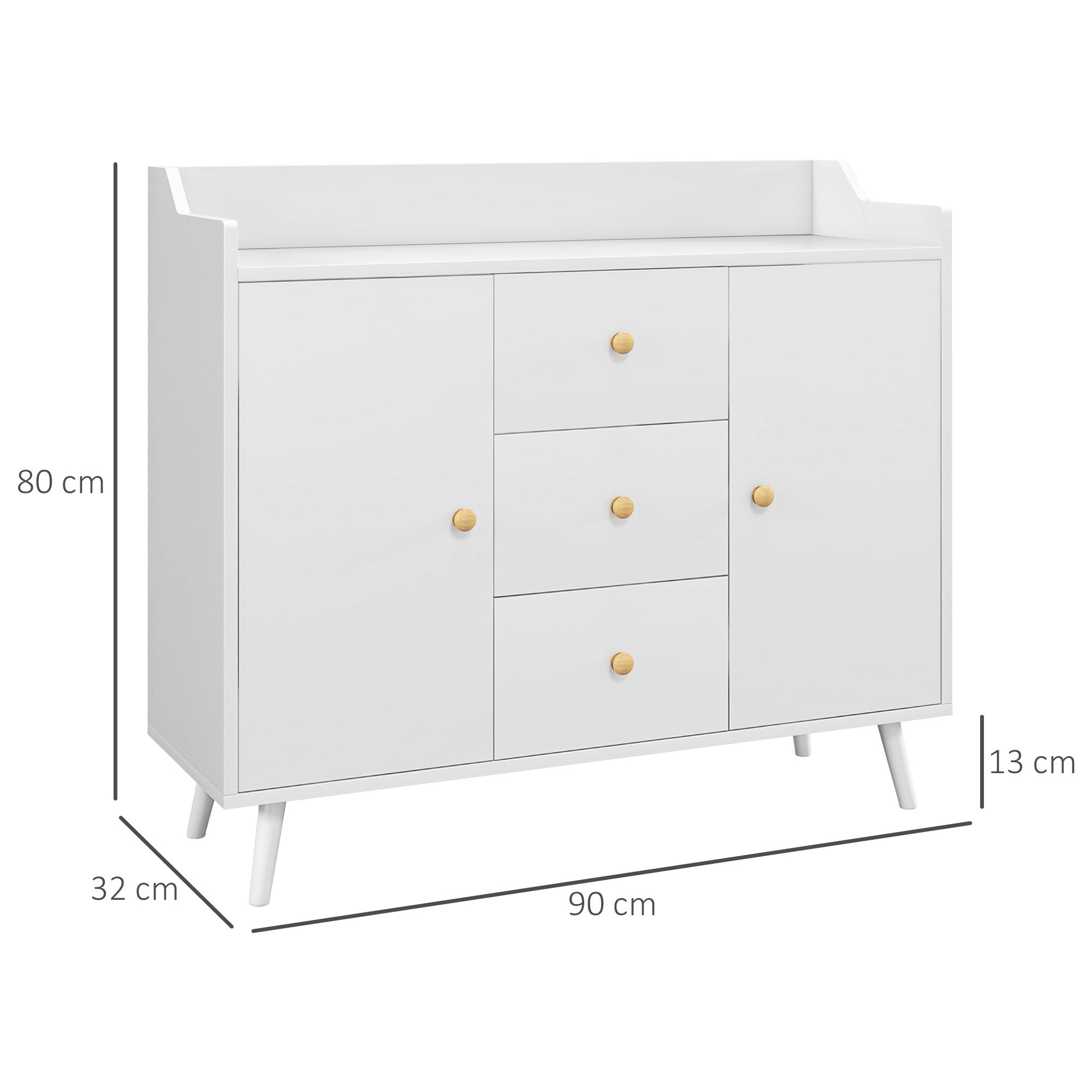 Aparador Moderno 90x32x80 cm Cor Branco