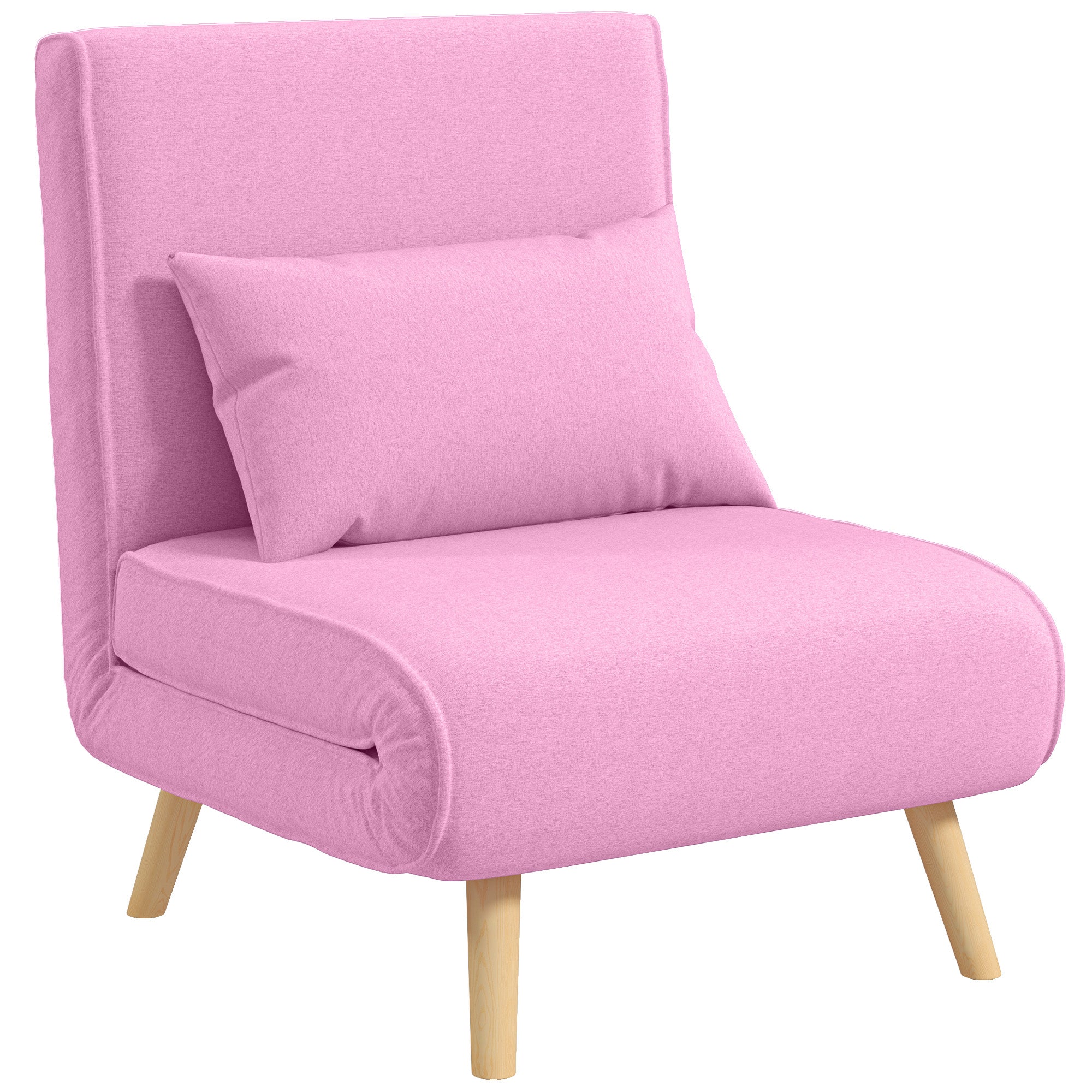 Sofá Cama Estofado em Linho Rosa 72x75x85 cm