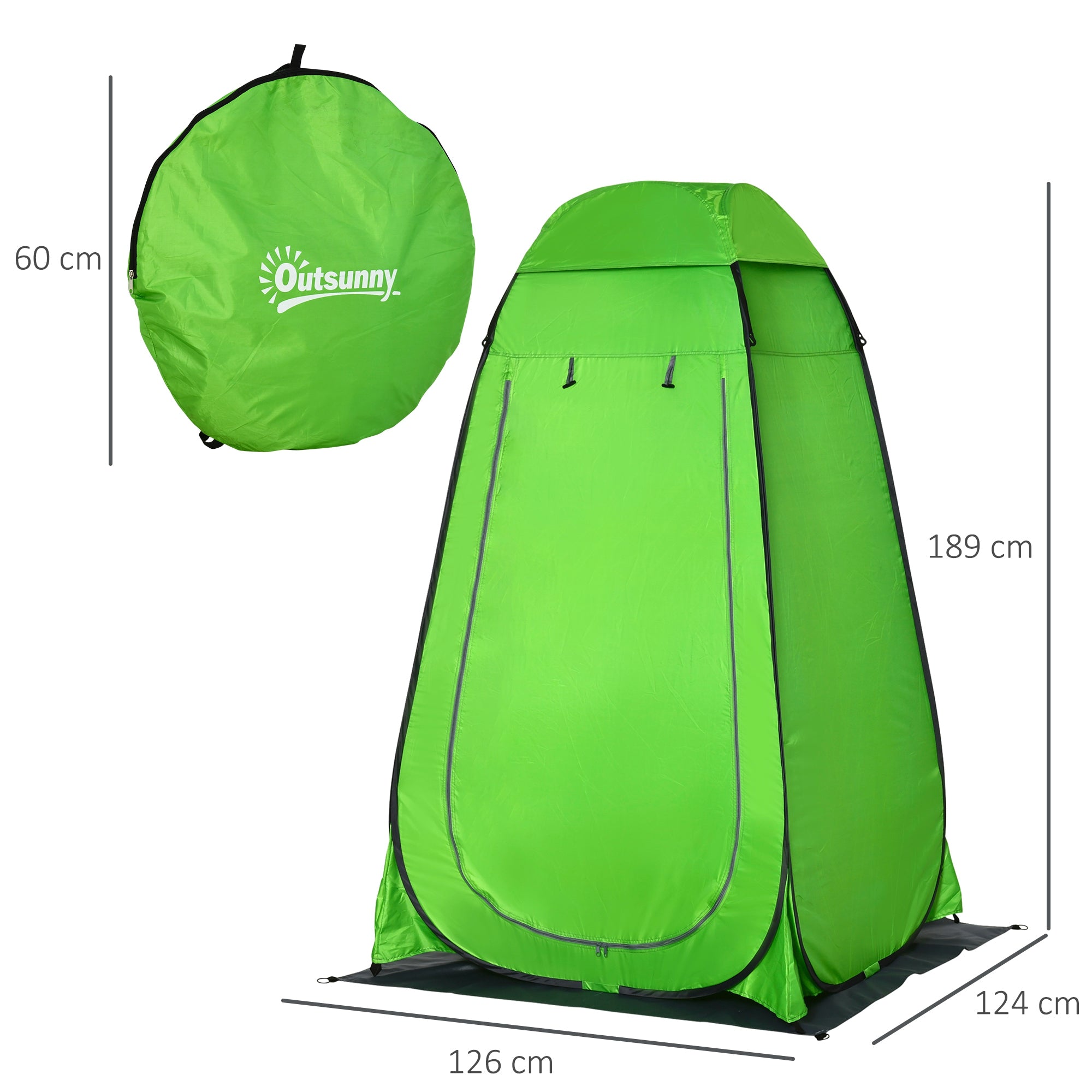 Tenda de Duche Portátil – 126x124x189 cm – Verde – Poliéster e Aço
