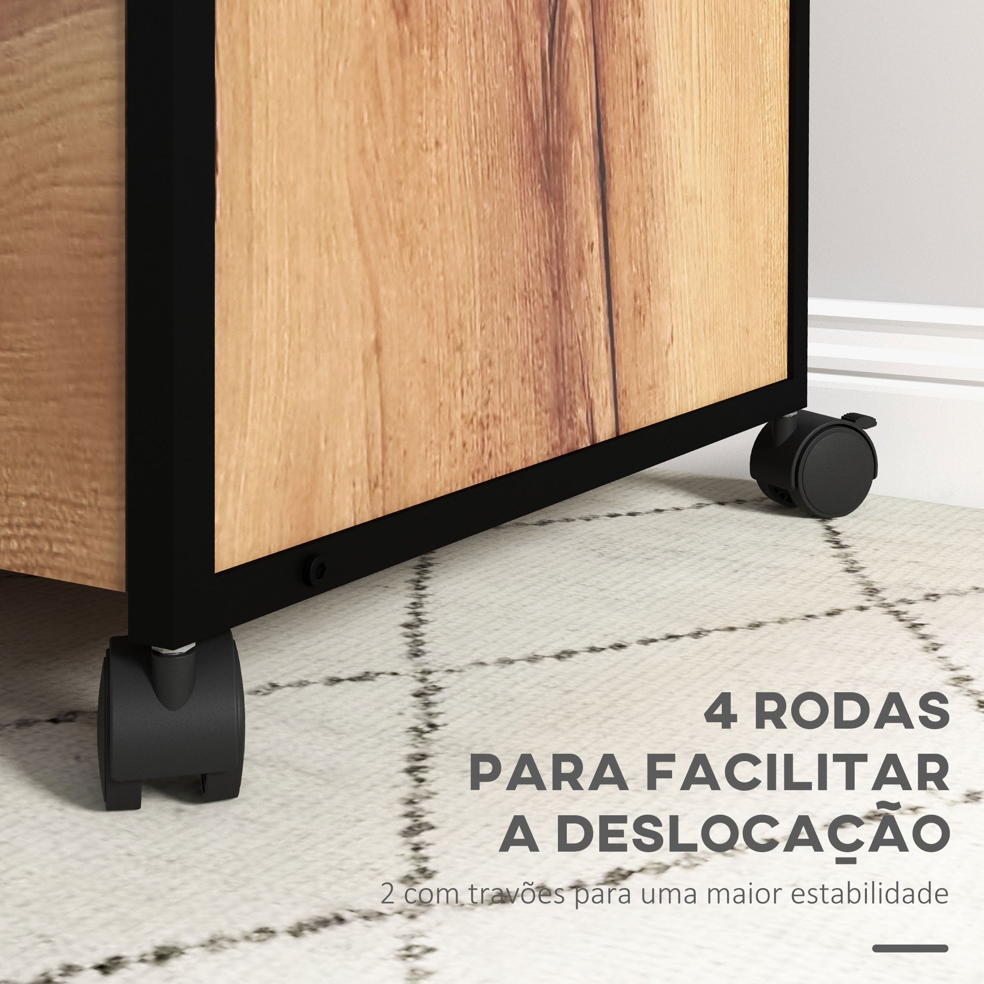 Bloco de Gavetas com Rodas 44x40x66,5 cm Marrom Rústico