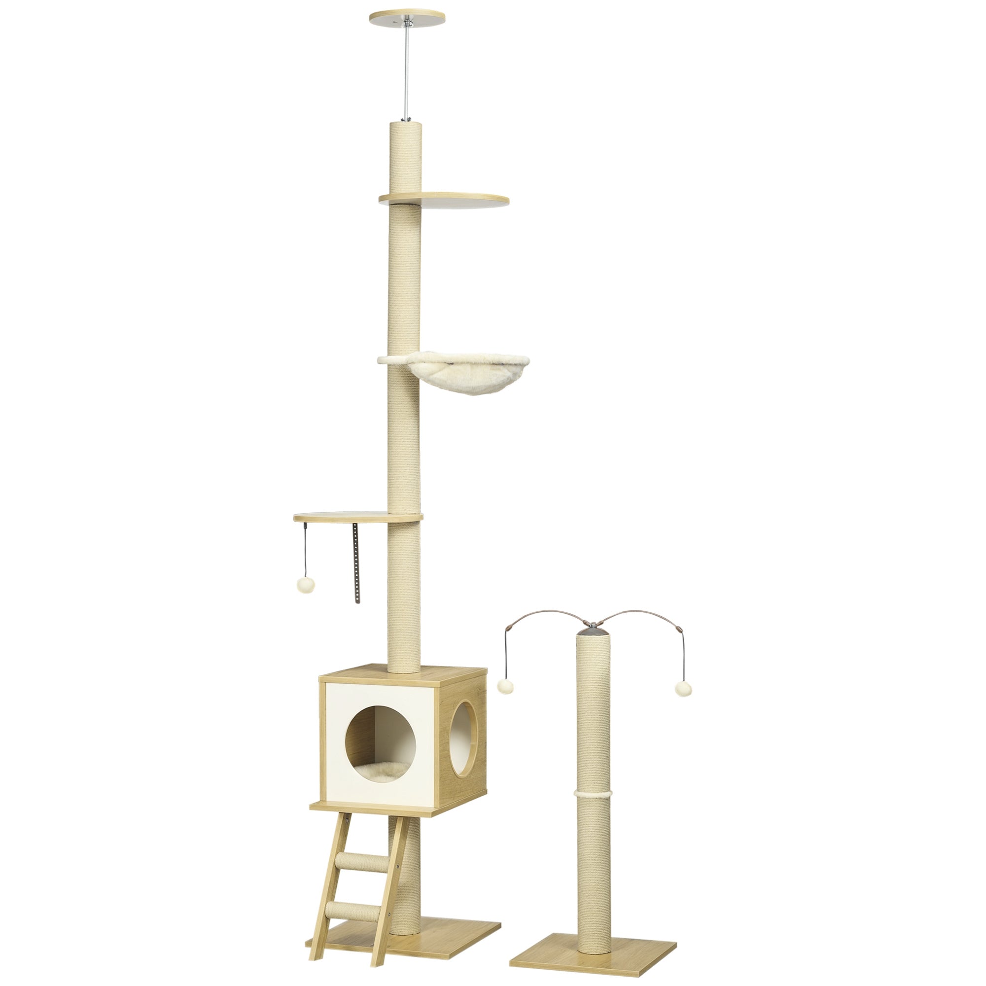 Árvore para Gatos 40x40225-285cm Marrom Claro, Bege e Branco