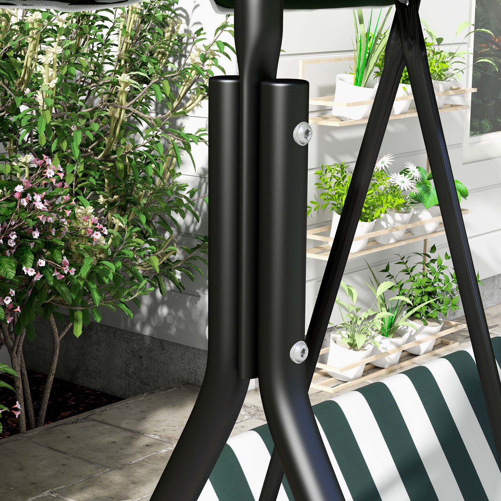 Baloiço de Jardim Verde 172x110x153 cm com Almofada e Toldo Ajustável