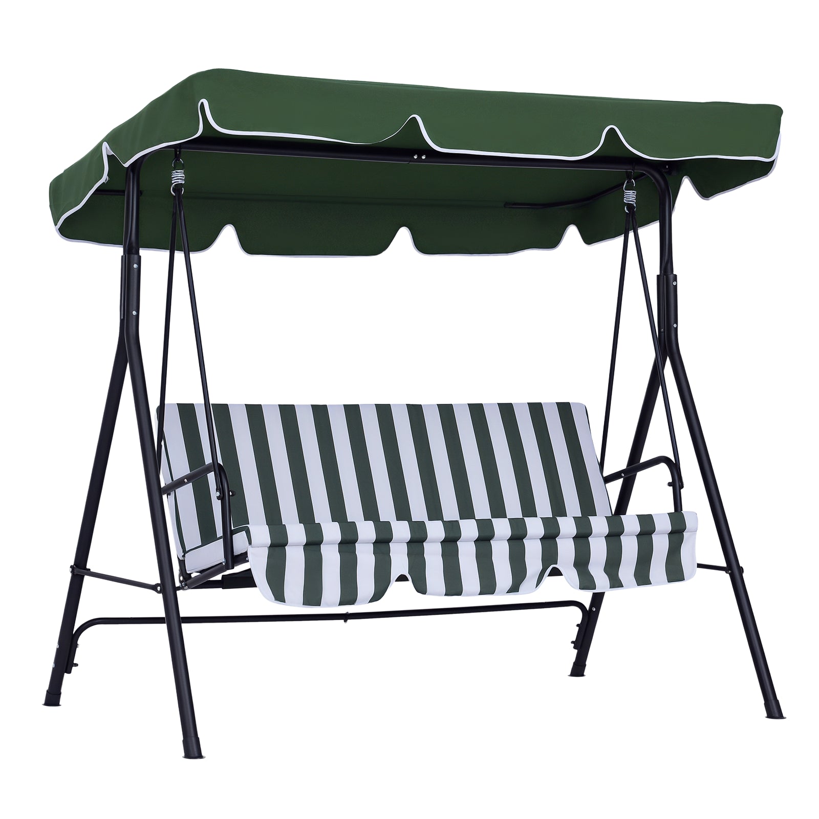 Baloiço de Jardim Verde 172x110x153 cm com Almofada e Toldo Ajustável