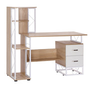 Secretária para Escritório com Prateleiras 133x55x123 cm - Madeira e Branco