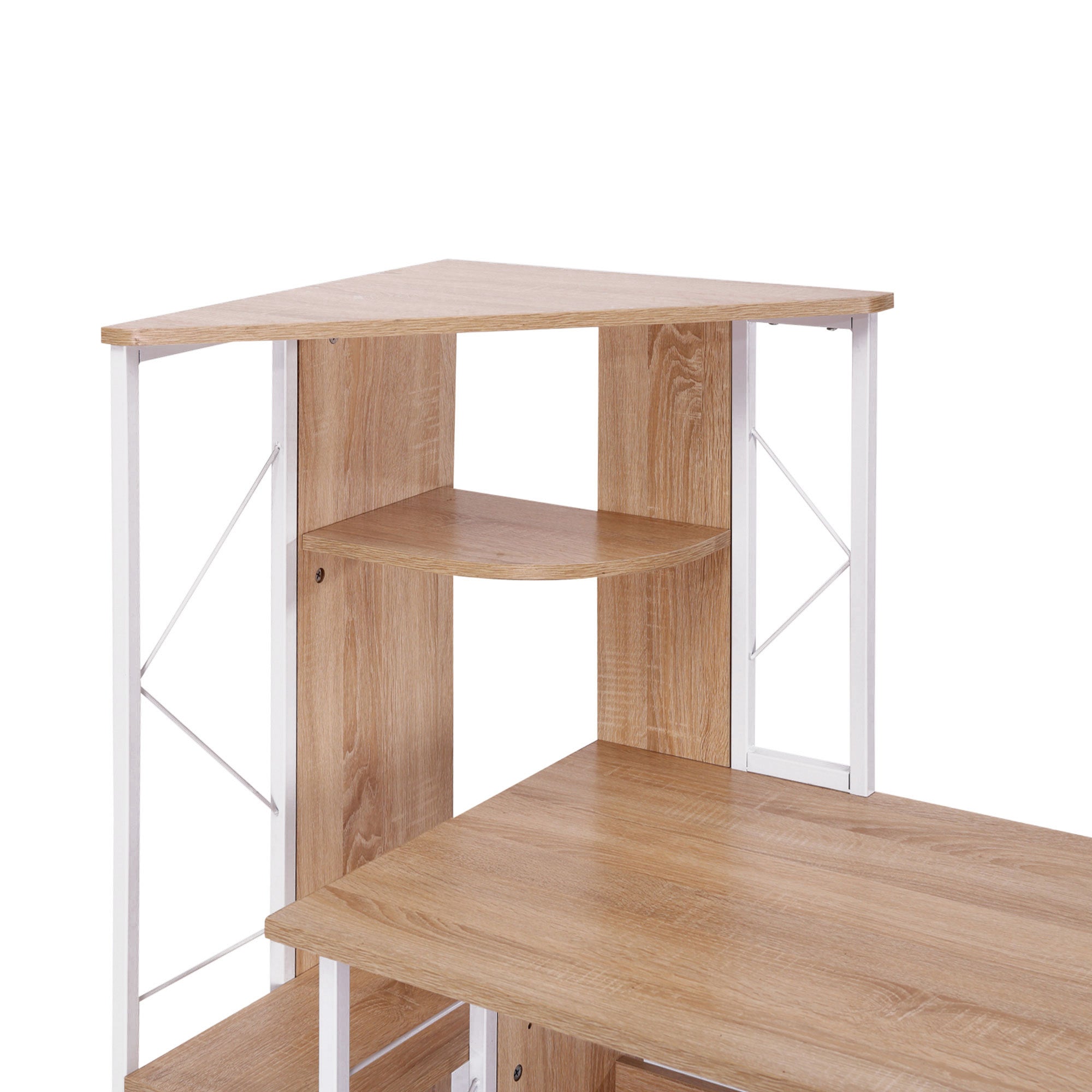 Secretária para Escritório com Prateleiras 133x55x123 cm - Madeira e Branco