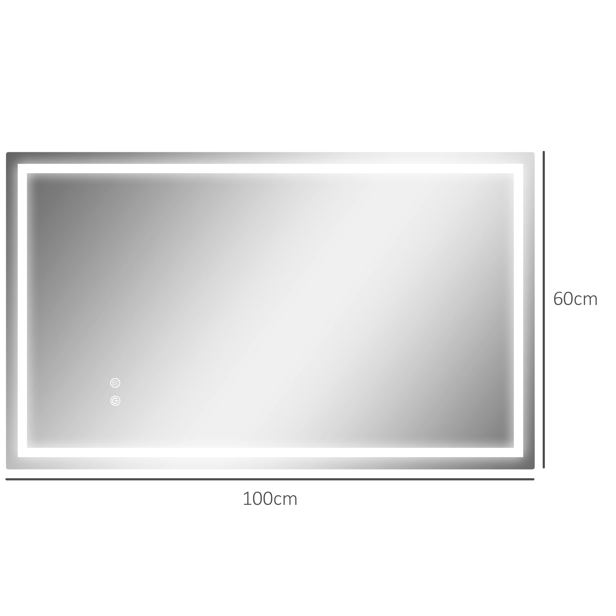 Espelho Casa de Banho LED 100x60 cm Transparente