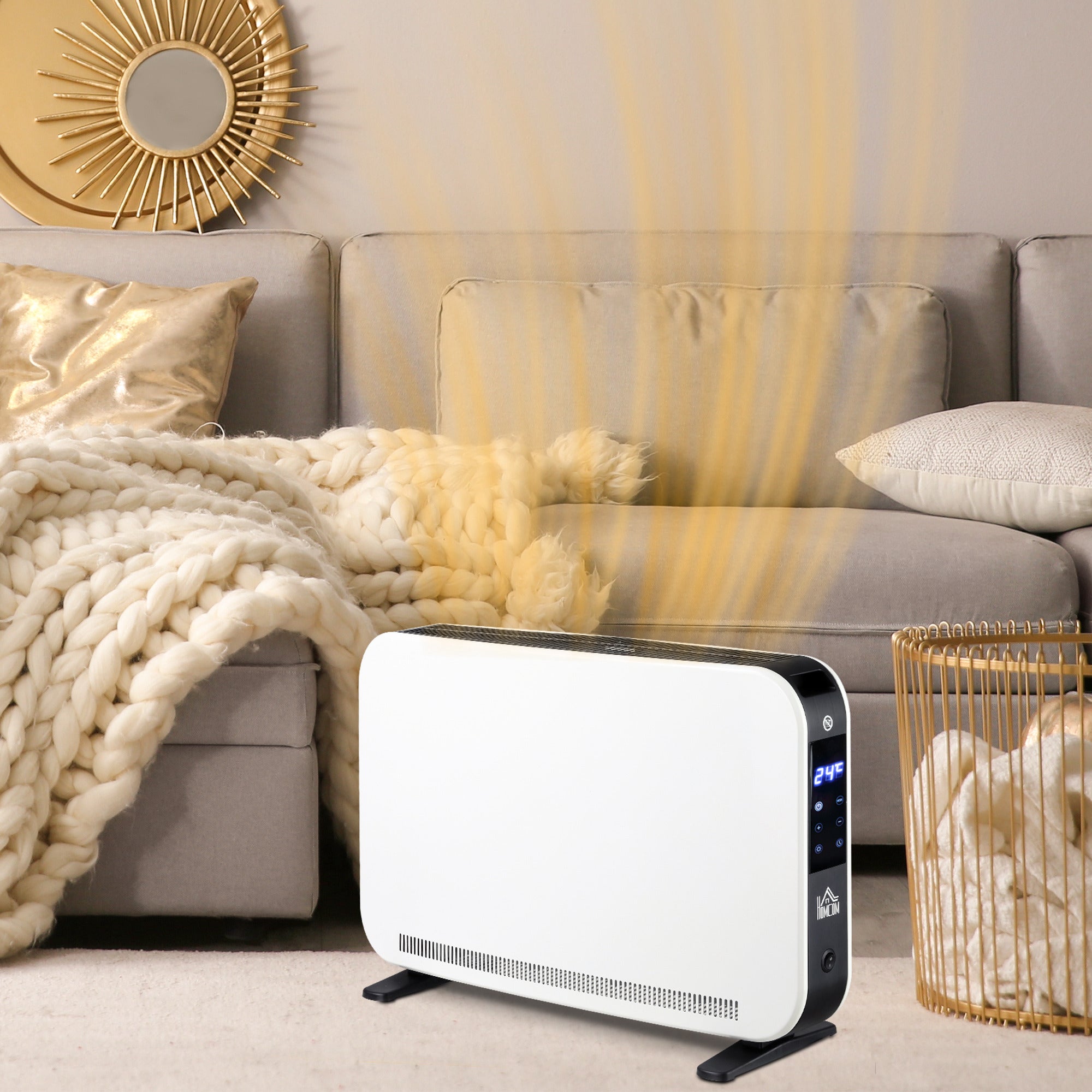 Aquecedor Elétrico 1830-2180W Aquecedor para Casa de Banho 60x18,5x39,5 cm Preto e Branco