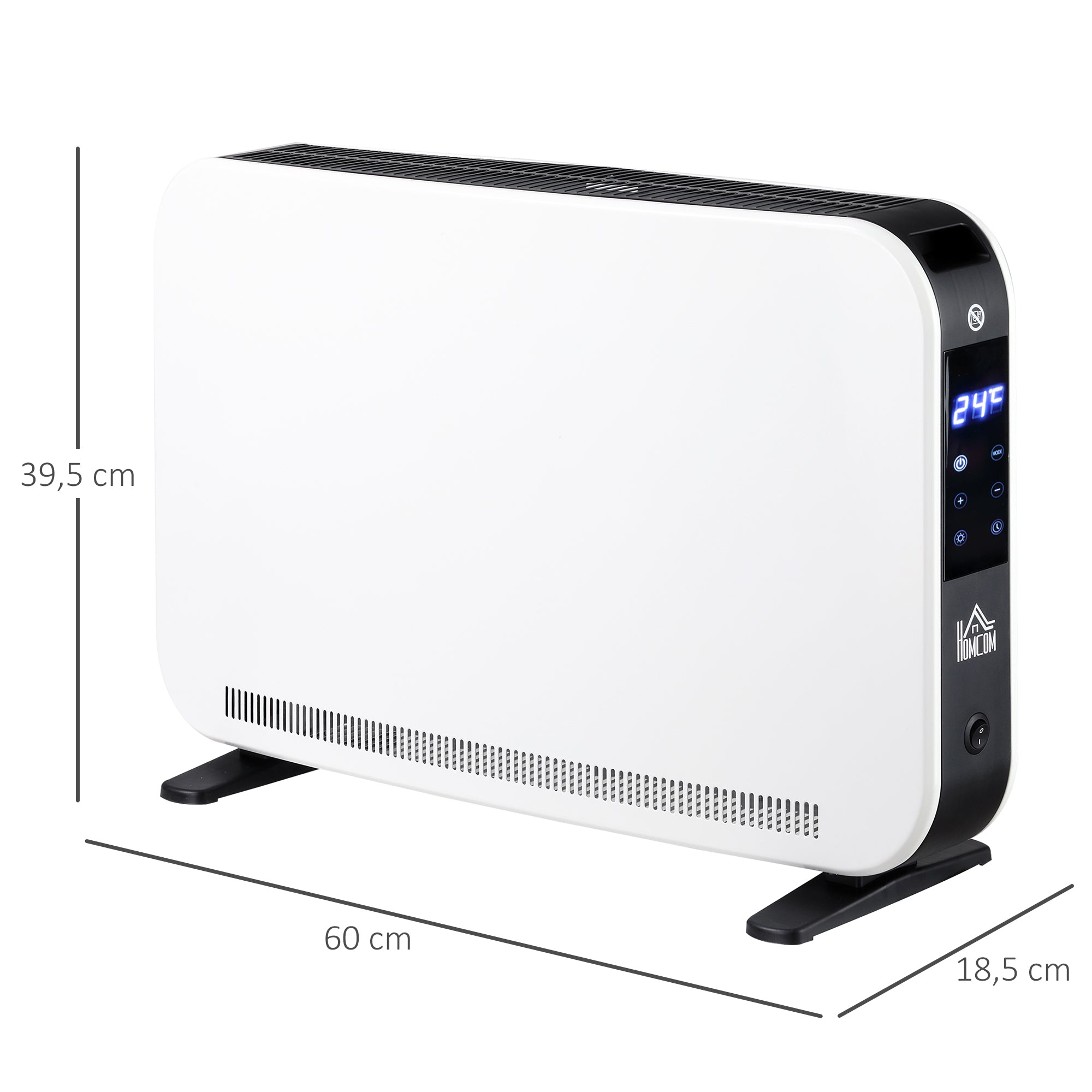 Aquecedor Elétrico 1830-2180W Aquecedor para Casa de Banho 60x18,5x39,5 cm Preto e Branco