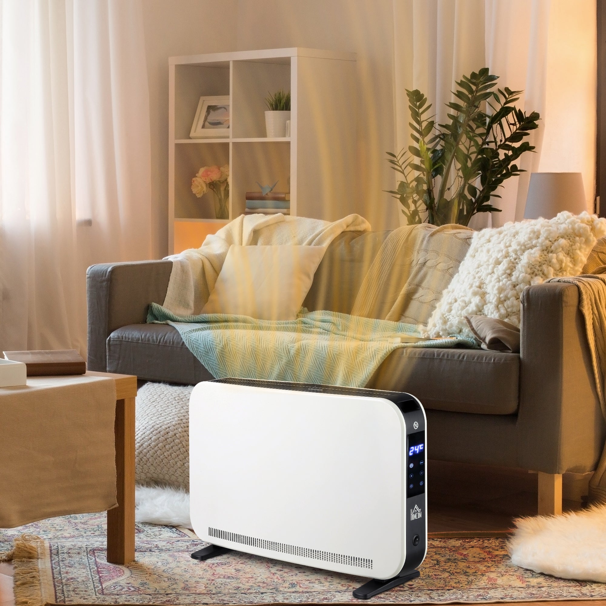 Aquecedor Elétrico 1830-2180W Aquecedor para Casa de Banho 60x18,5x39,5 cm Preto e Branco
