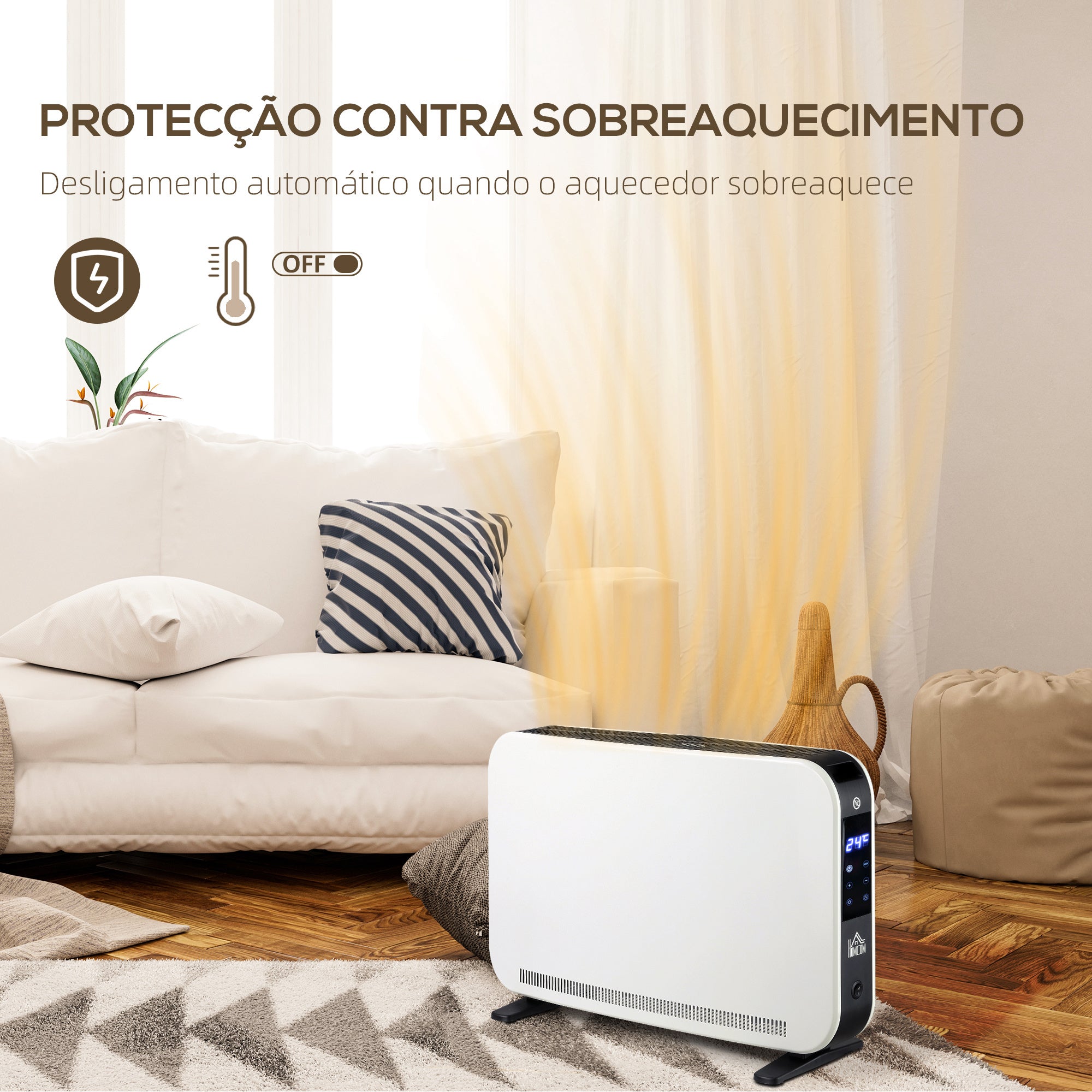 Aquecedor Elétrico 1830-2180W Aquecedor para Casa de Banho 60x18,5x39,5 cm Preto e Branco