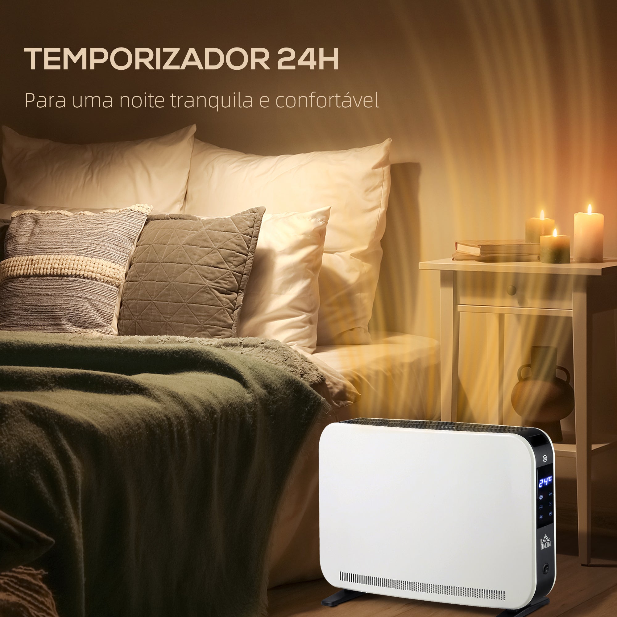 Aquecedor Elétrico 1830-2180W Aquecedor para Casa de Banho 60x18,5x39,5 cm Preto e Branco