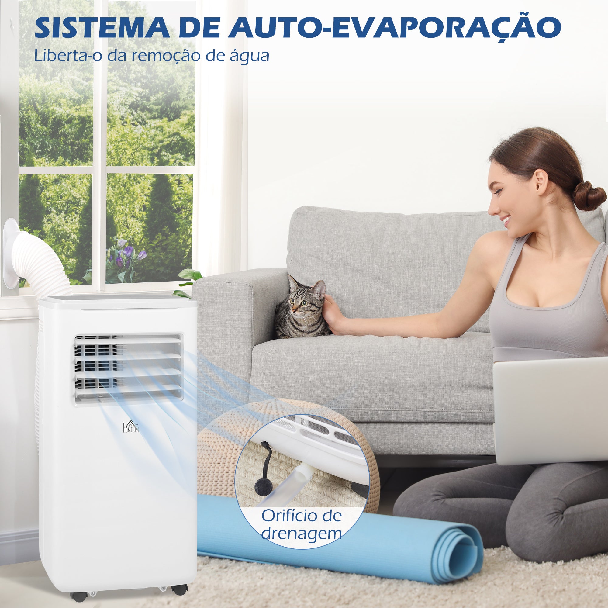 Ar Condicionado Portátil 9000BTU Branco 35,3x35x72,5 cm
