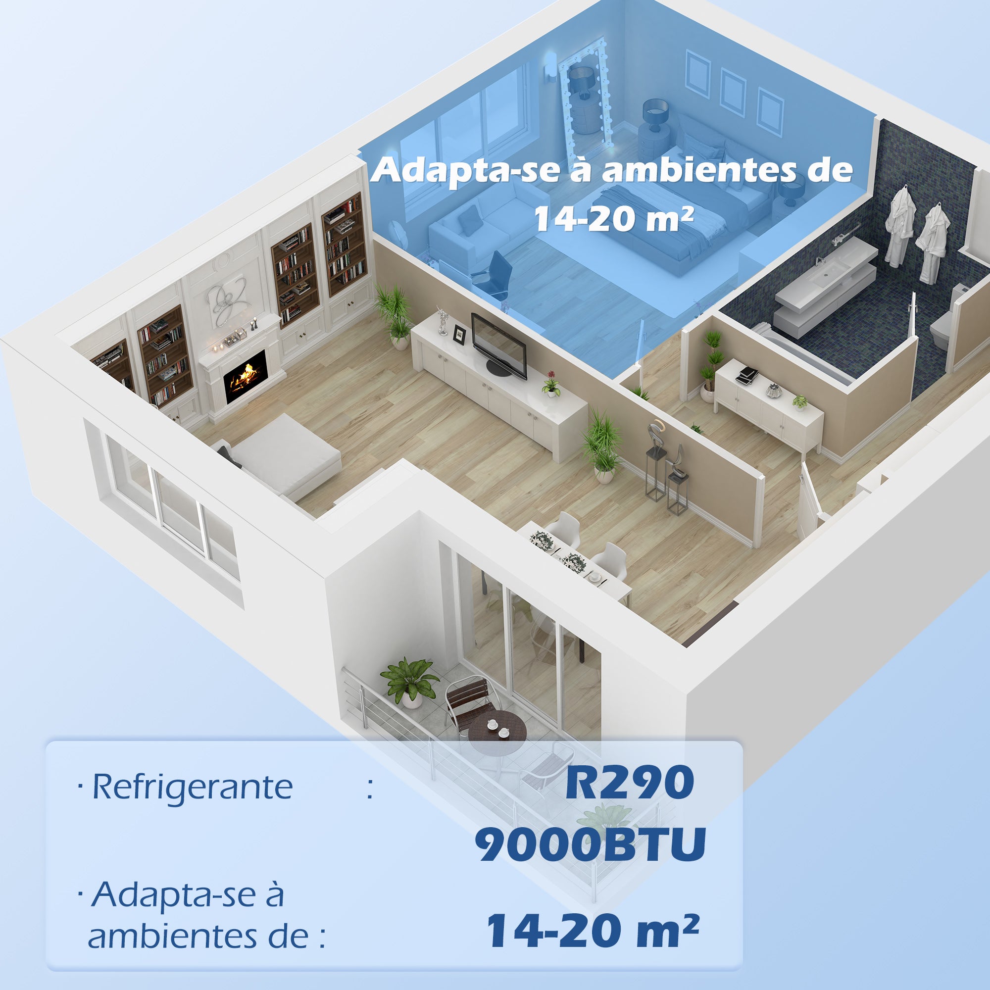 Ar Condicionado Portátil 9000BTU Branco 35,3x35x72,5 cm