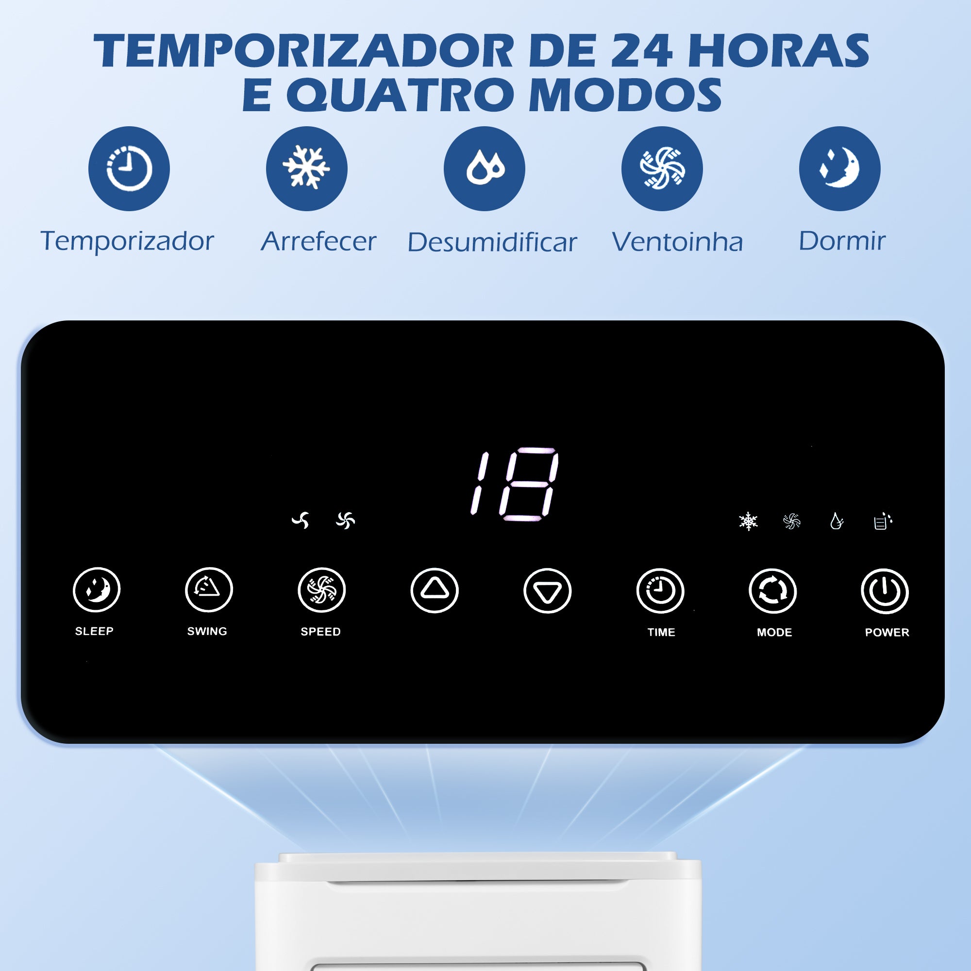 Ar Condicionado Portátil 9000BTU Branco 35,3x35x72,5 cm