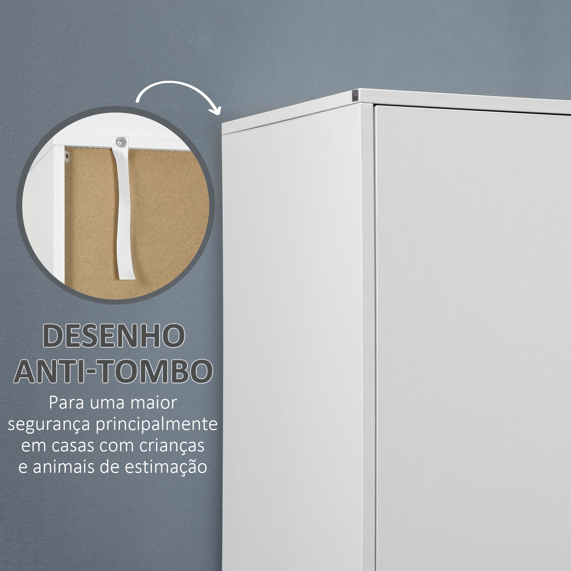 Roupeiro de Madeira com 2 Portas 2 Gavetas 80x50x180 cm - Branco e Carvalho