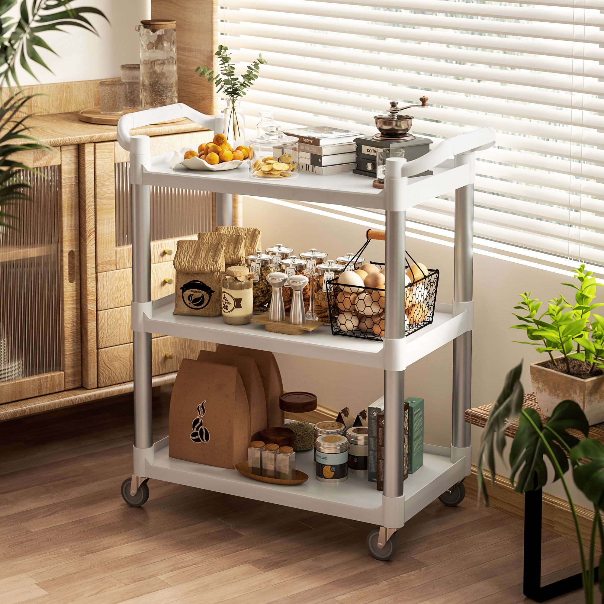 Carrinho Auxiliar de Cozinha 88x44x93 cm Branco