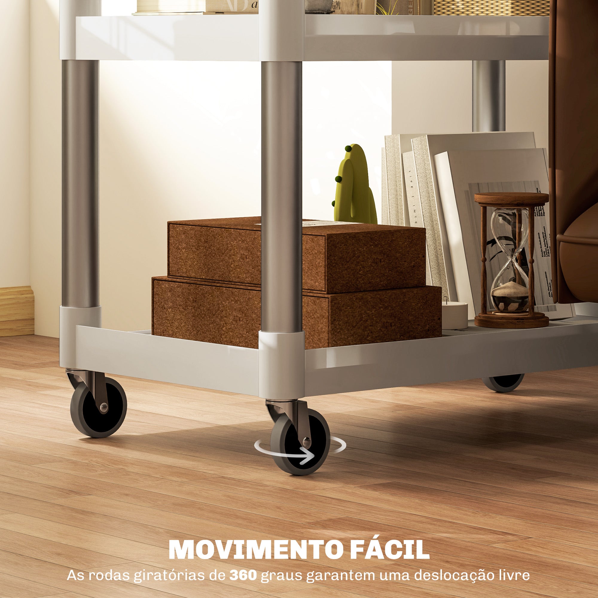 Carrinho Auxiliar de Cozinha 88x44x93 cm Branco