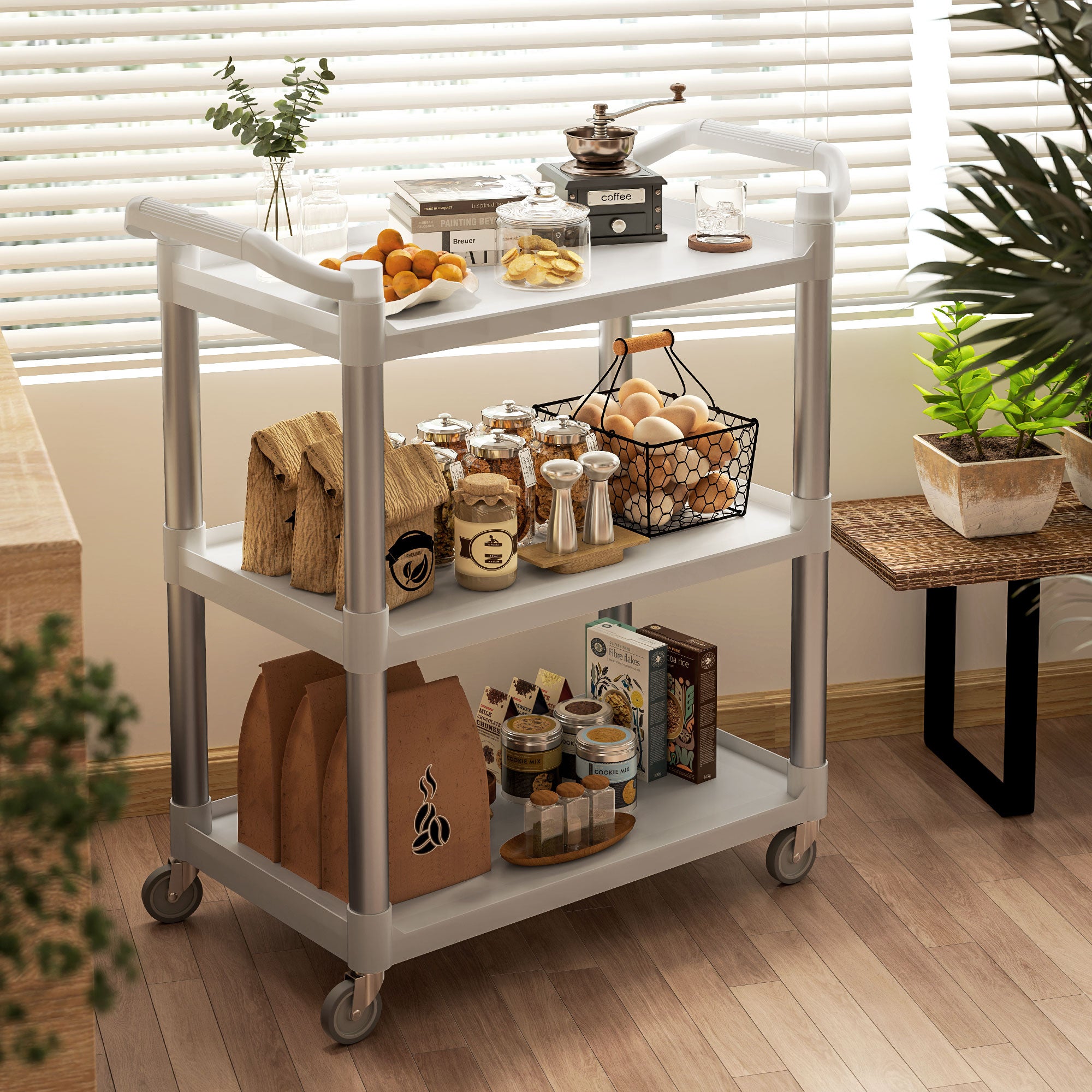 Carrinho Auxiliar de Cozinha 88x44x93 cm Branco