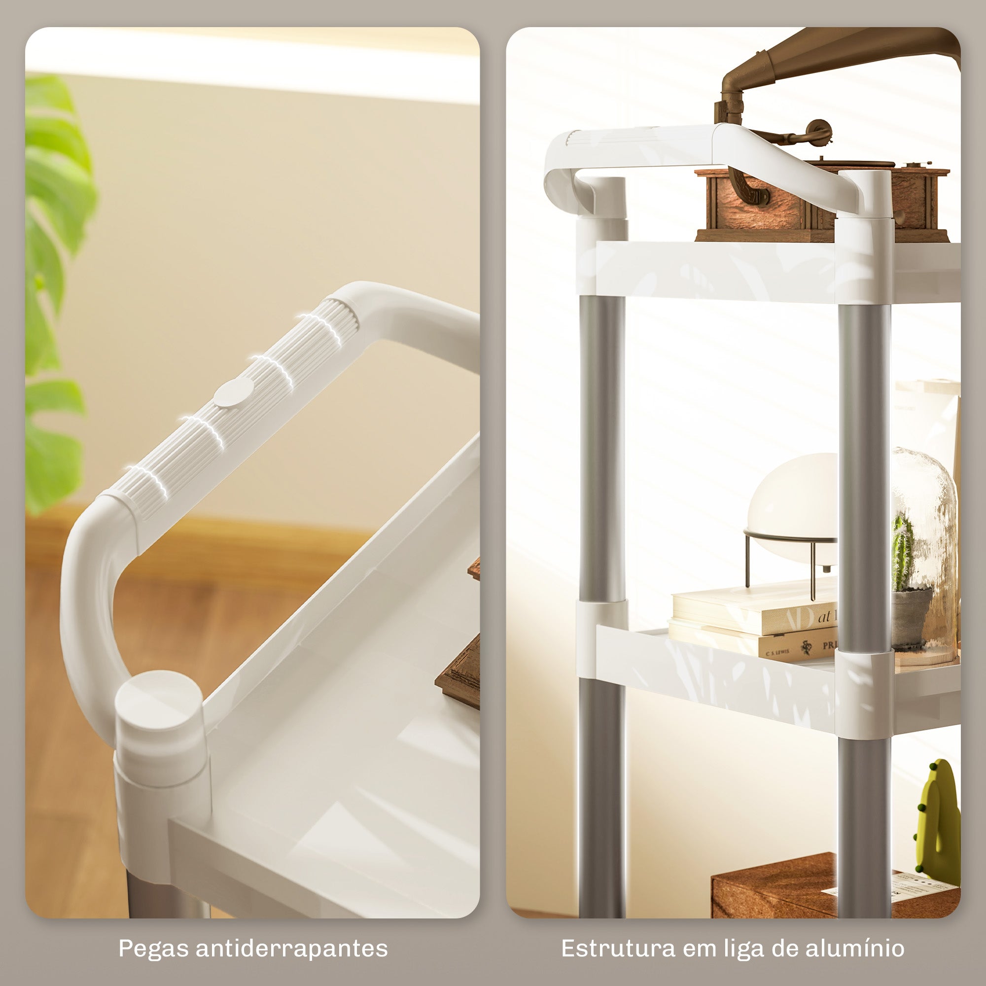 Carrinho Auxiliar de Cozinha 88x44x93 cm Branco