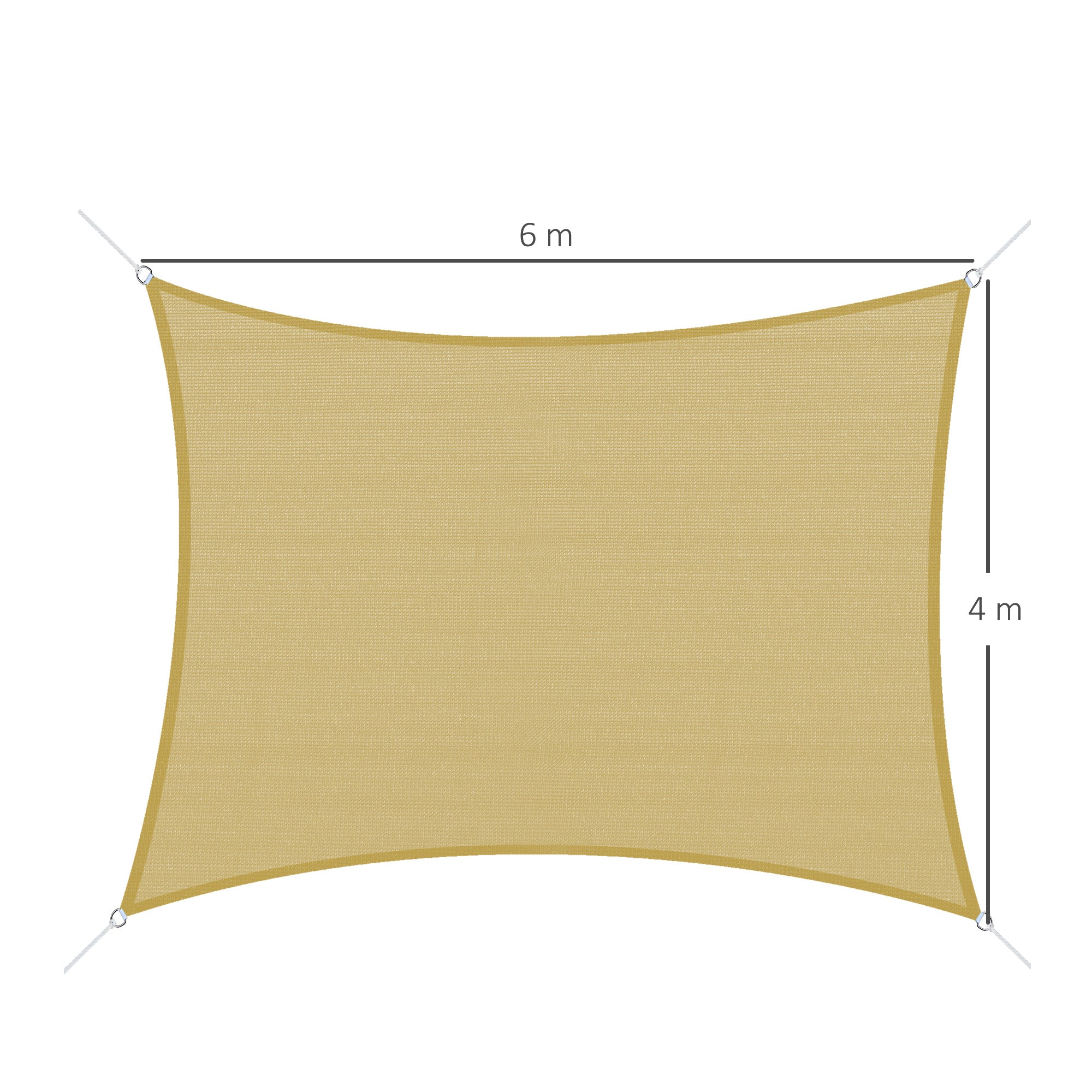 Vela de Sombra Retangular 400x600 cm Bege HDPE com Anéis de Aço Inoxidável