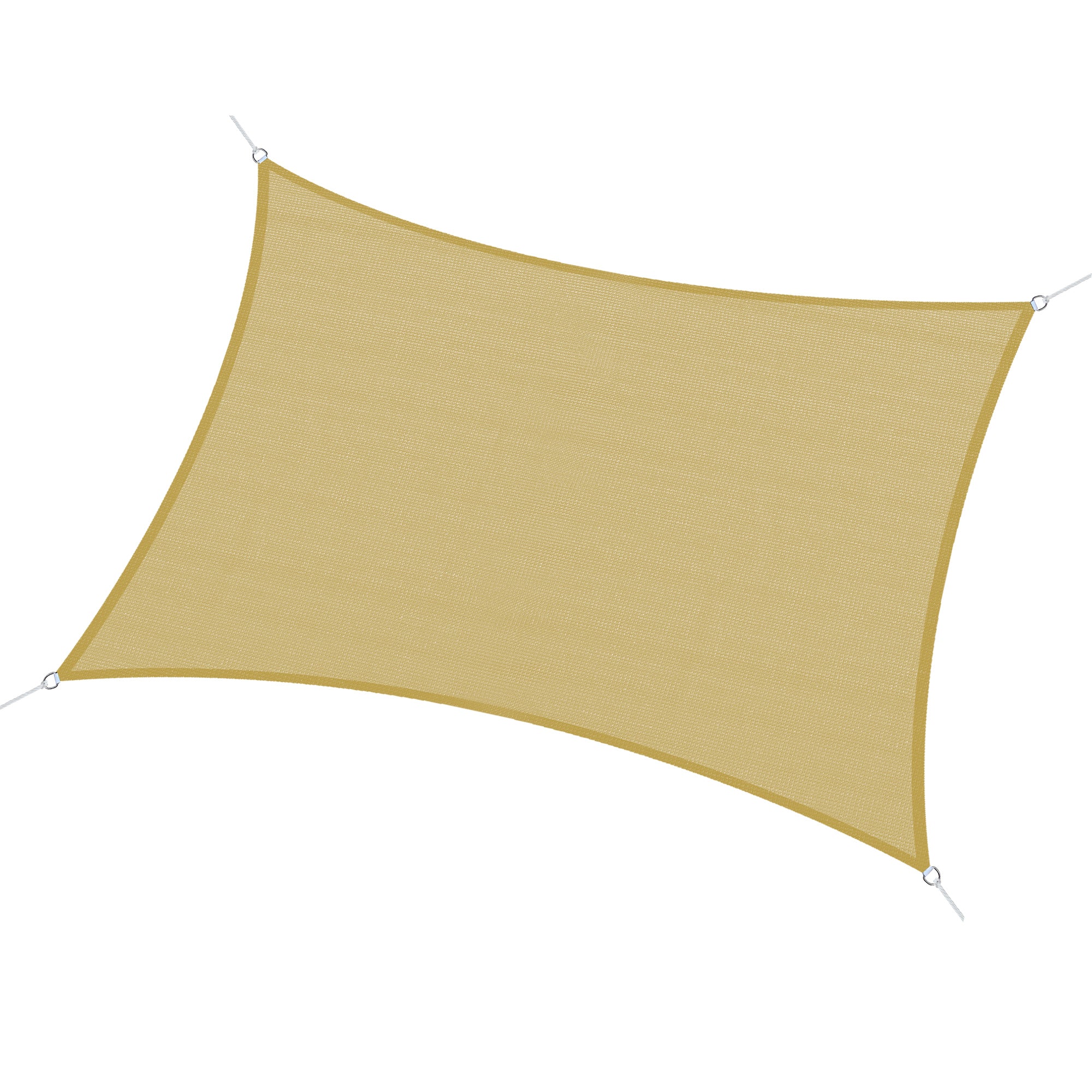 Vela de Sombra Retangular 400x600 cm Bege HDPE com Anéis de Aço Inoxidável