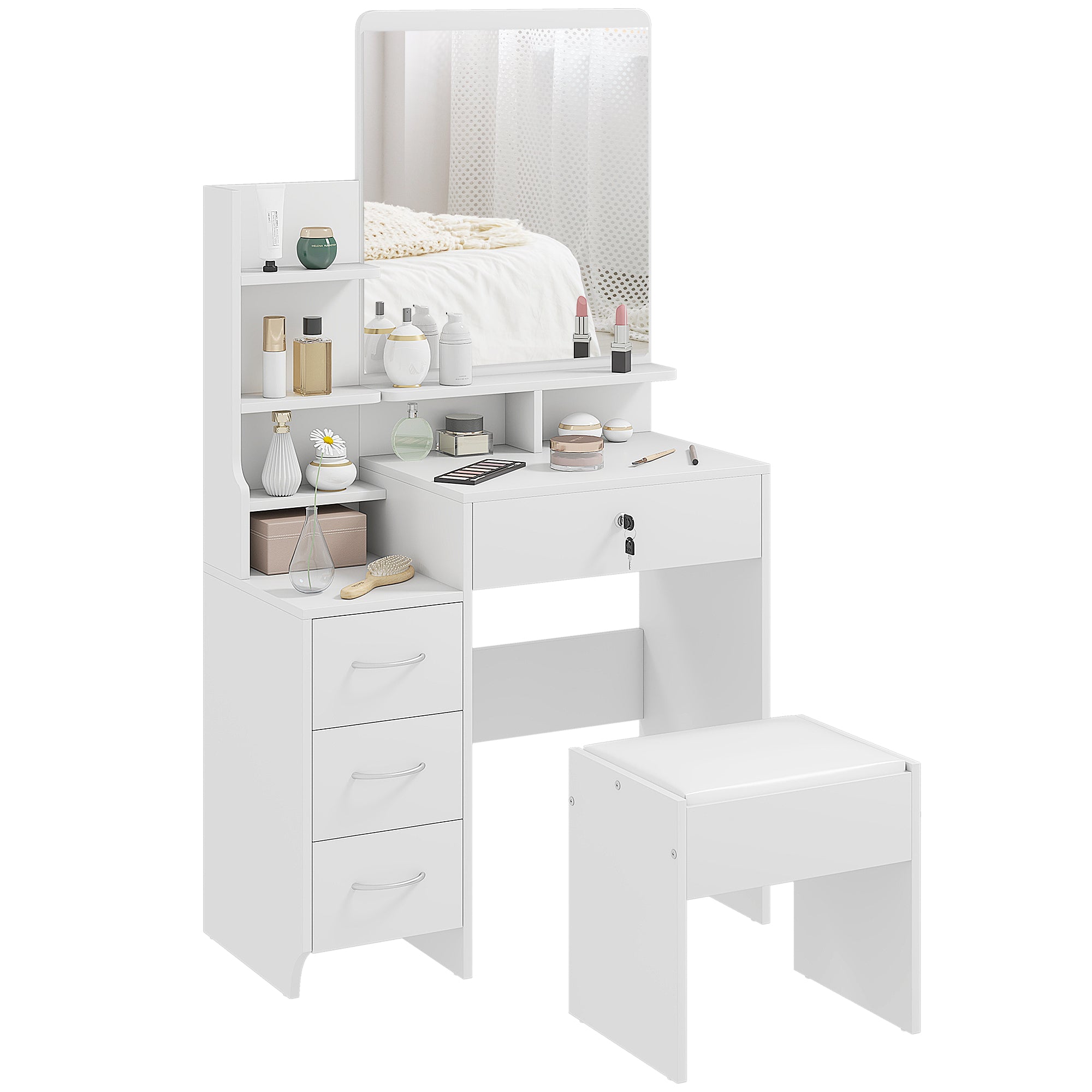 Toucador de Maquilhagem 80x38x143cm Branco