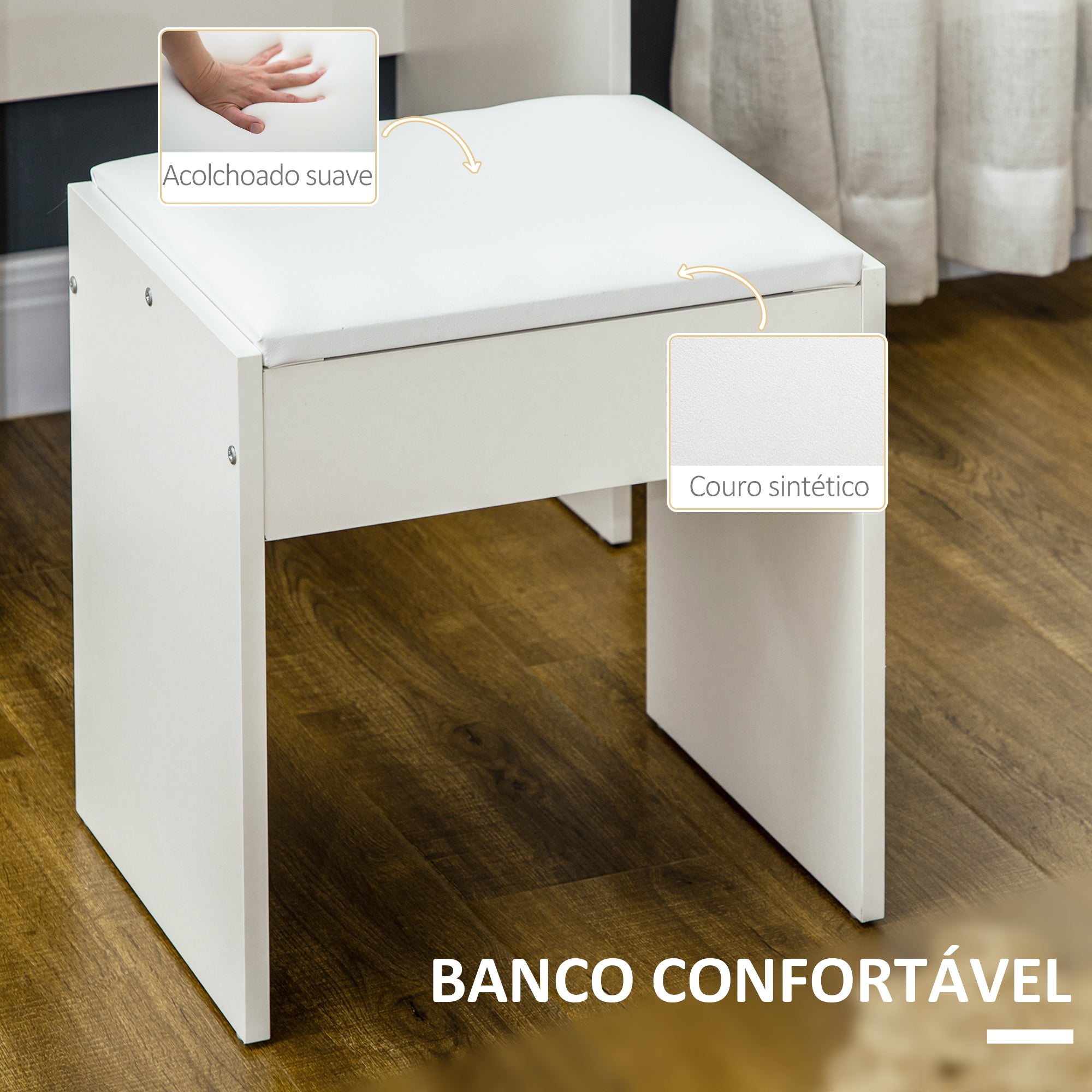 Toucador de Maquilhagem 80x38x143cm Branco