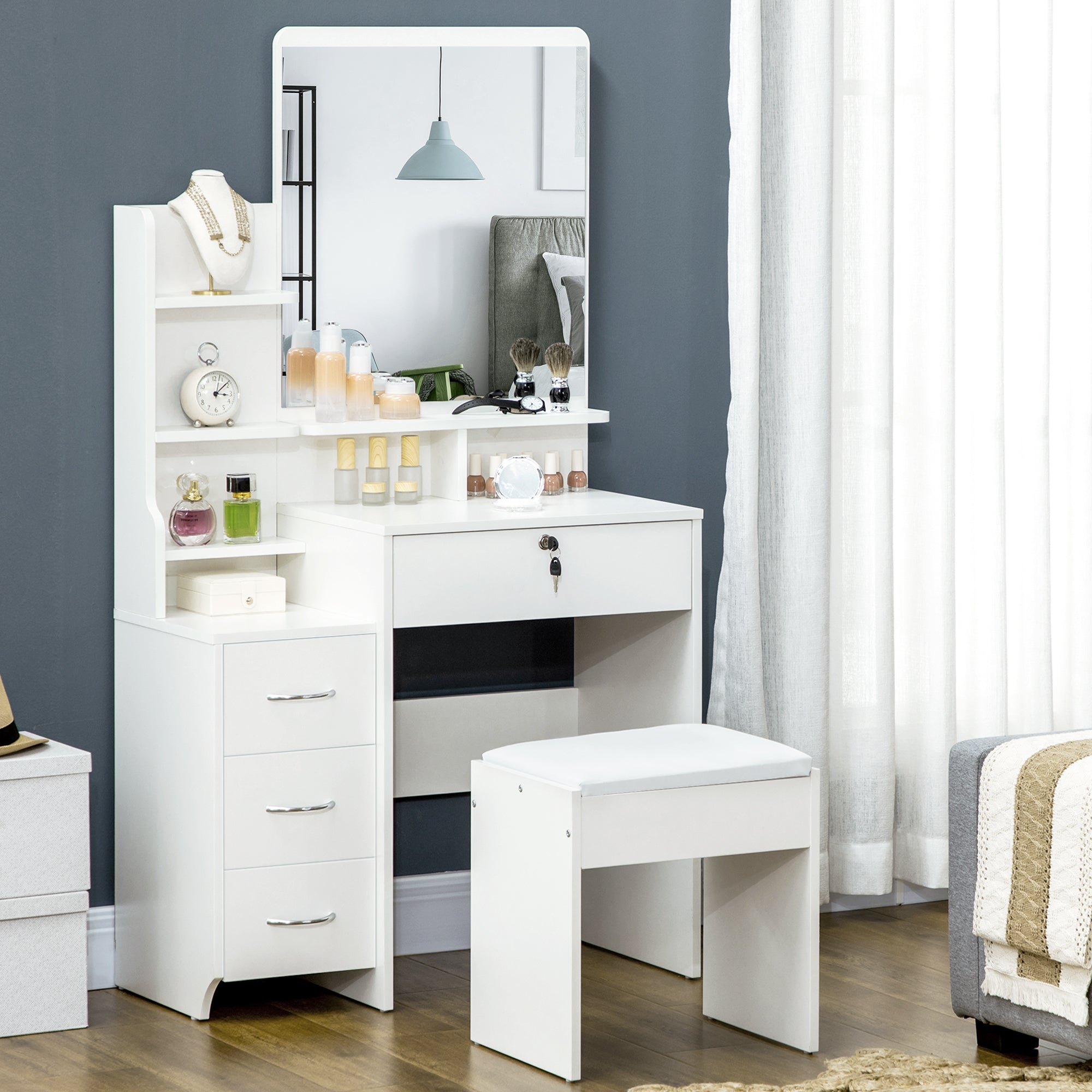 Toucador de Maquilhagem 80x38x143cm Branco